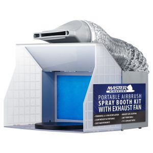 Portable Airbrush Spray Booth Kit with Exhaust Fan. LED Light. Turntable & Extension Hose