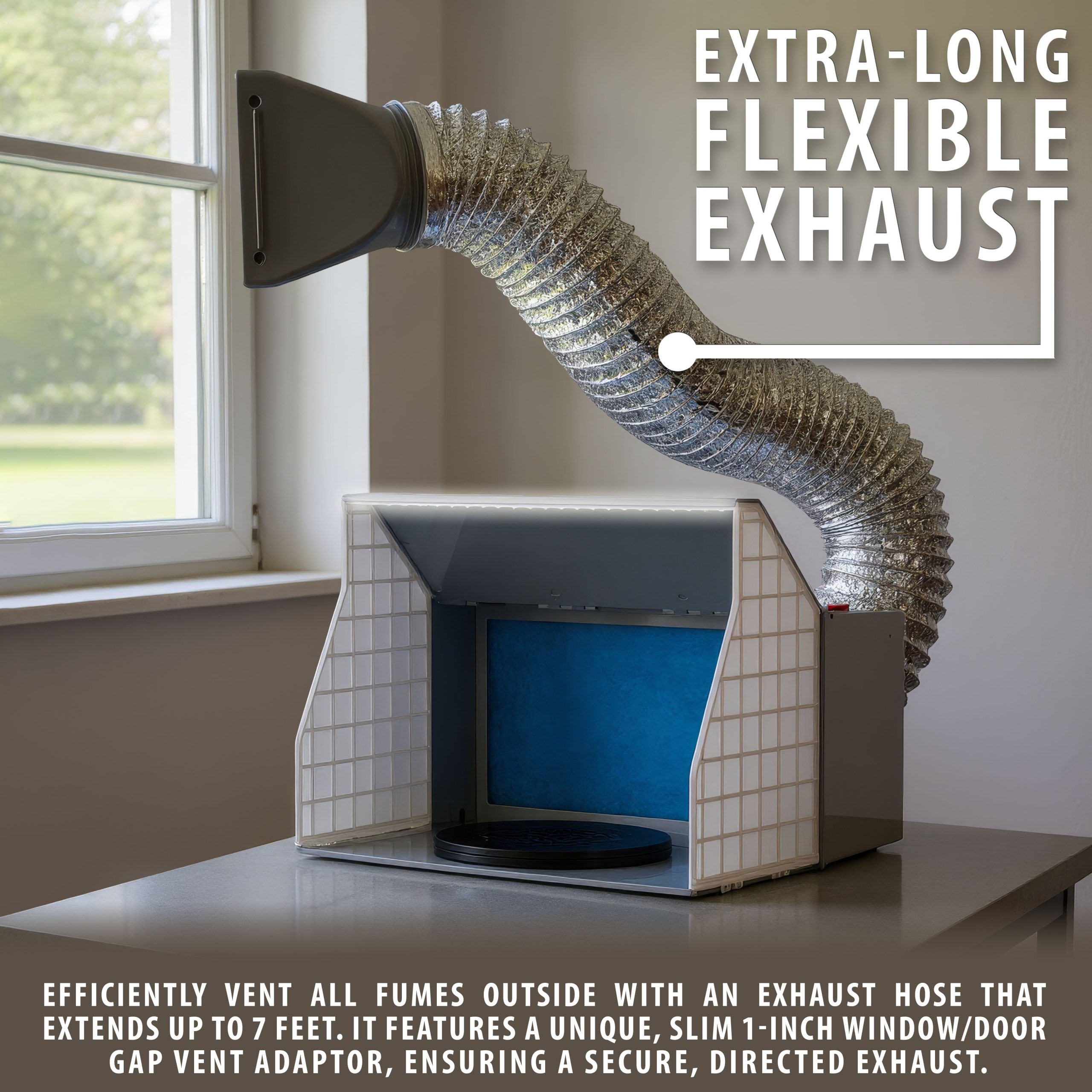 Portable Airbrush Spray Booth Kit with Exhaust Fan. LED Light. Turntable & Extension Hose - Image 5