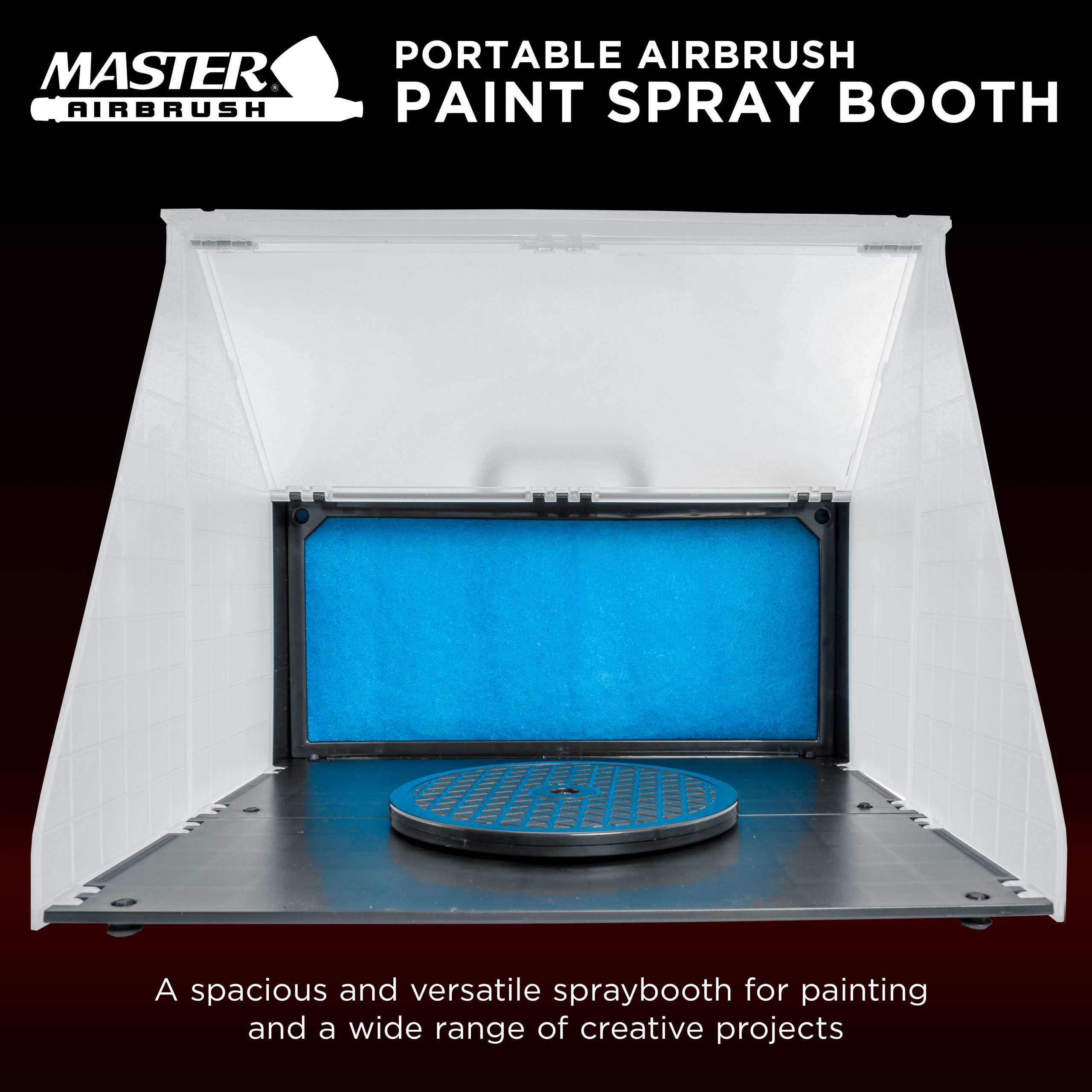 Portable Airbrush Spray Booth Kit with 25W Fan. Turntable & Extension Hose. 16.5x19x13.5 Hobby Airbrush Booth for Painting - Image 2