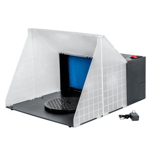 Portable Airbrush Spray Booth Kit with 25W Fan. Turntable & Extension Hose. 16.5x19x13.5 Hobby Airbrush Booth for Painting