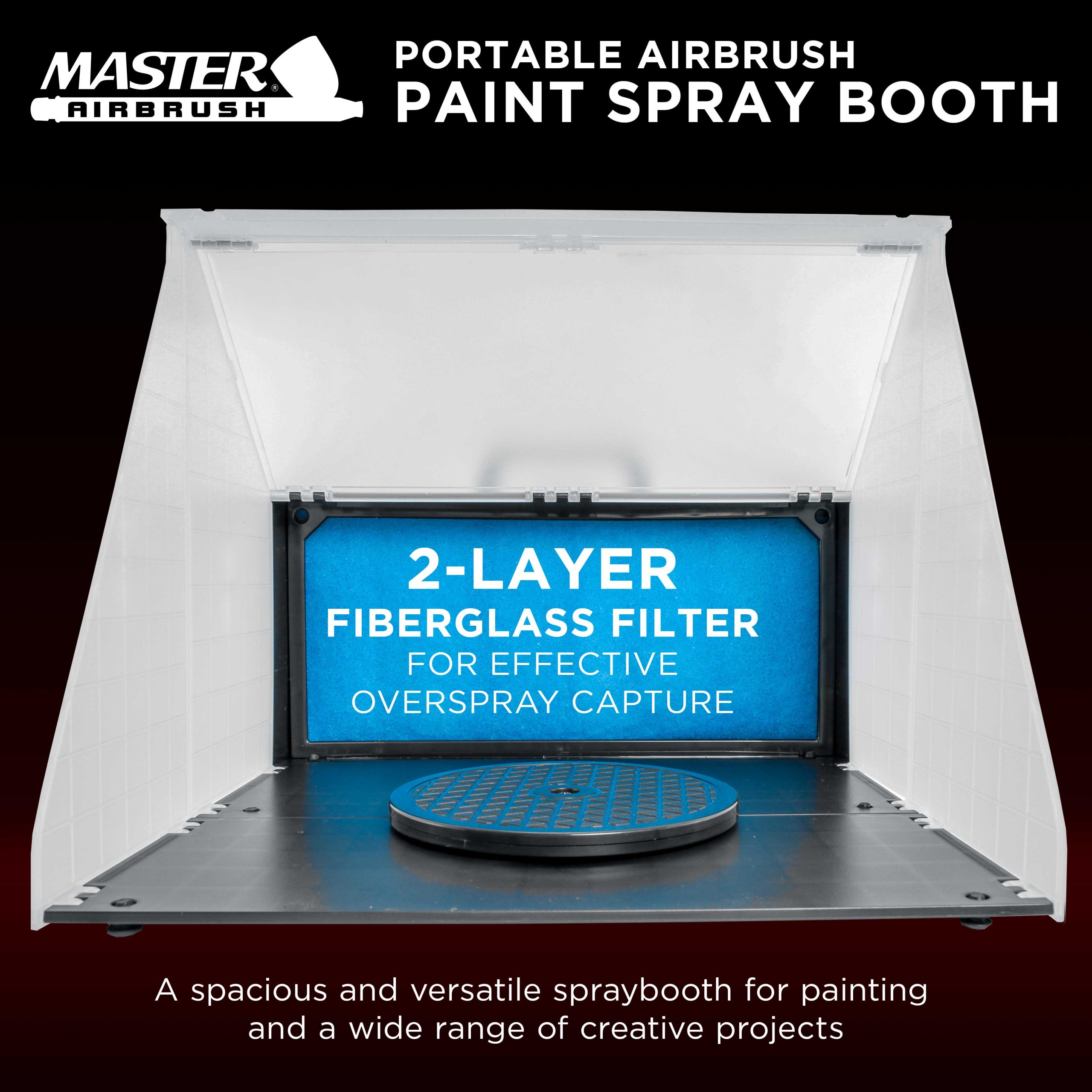 Portable Airbrush Spray Booth Station with 25W Fan. Turntable & 5.6' Extension Hose. 16.5x19x13.5 Hobby Airbrush Booth for - Image 2