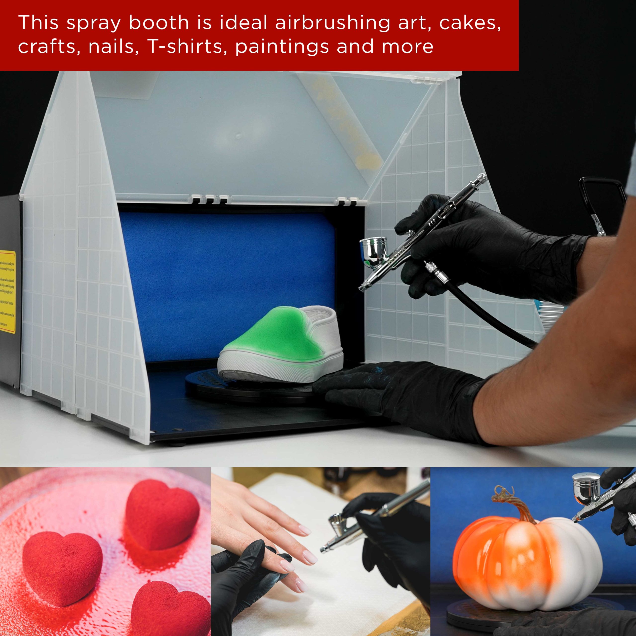 Portable Airbrush Spray Booth Station with 25W Fan. Turntable & 5.6' Extension Hose. 16.5x19x13.5 Hobby Airbrush Booth for - Image 6