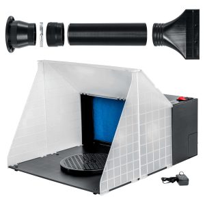 Portable Airbrush Spray Booth Station with 25W Fan. Turntable & 5.6' Extension Hose. 16.5x19x13.5 Hobby Airbrush Booth for