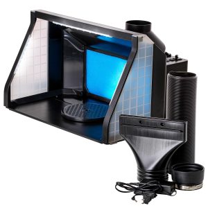 Large Portable Airbrush Spray Booth Station with LED Lights. 25W Fan. Turntable & 6' Exhaust Hose. 22.25x19x14 Hobby Airbrush