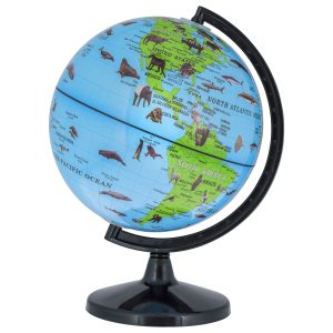 TCP Global 6 World Globe with Wildlife Animals of the World - Zoo. Blue Oceans. Axis Rotation - Kids Learn Earth's Geography - School. Office Desktop