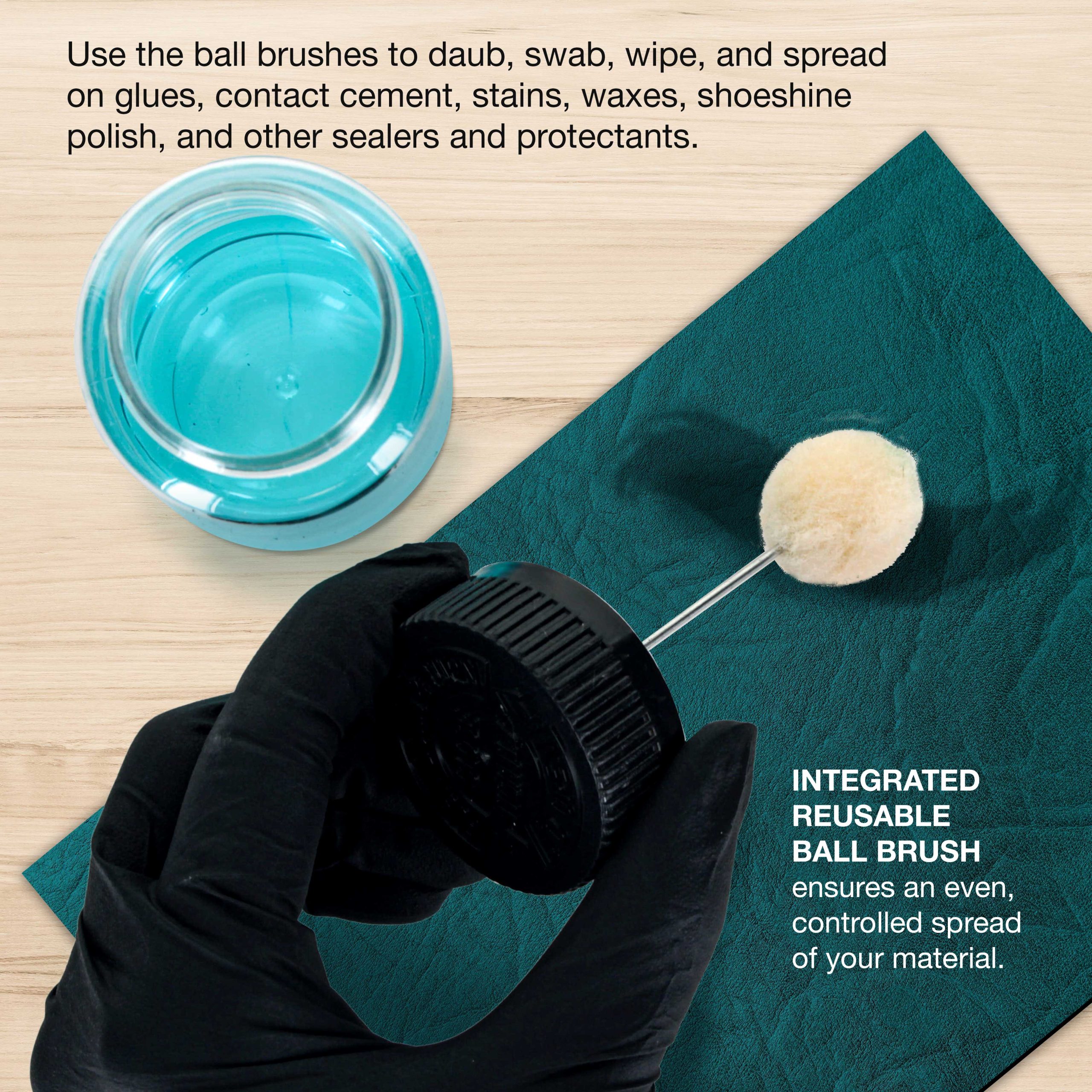 36-Pack Wool Daubers with Clear Plastic Bottles. 4 oz. (120 ml) - Safety Lids. Applicator Ball Brushes for Leather Dye. Dyeing. Painting. Gluing. DIY - Image 4