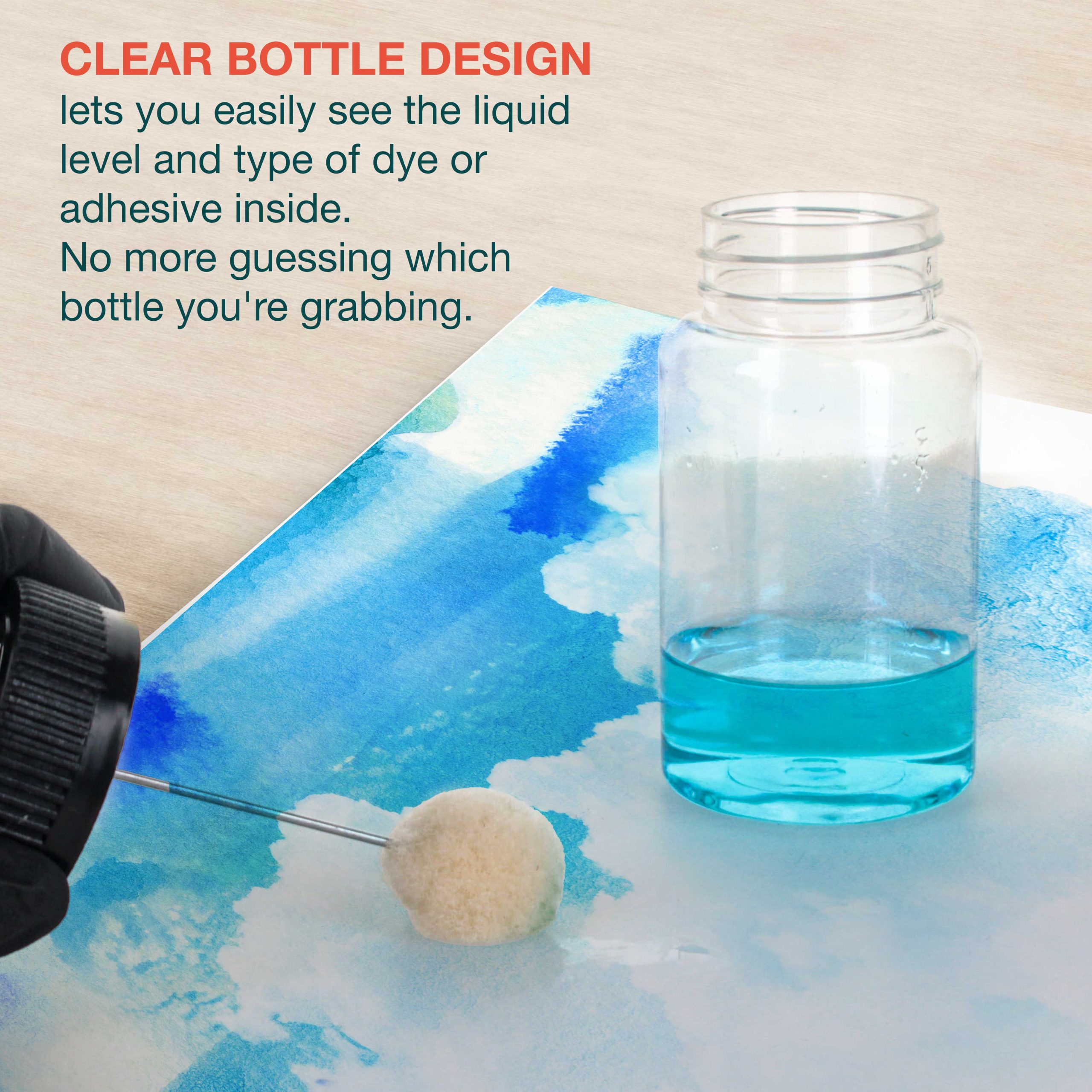 36-Pack Wool Daubers with Clear Plastic Bottles. 4 oz. (120 ml) - Safety Lids. Applicator Ball Brushes for Leather Dye. Dyeing. Painting. Gluing. DIY - Image 5