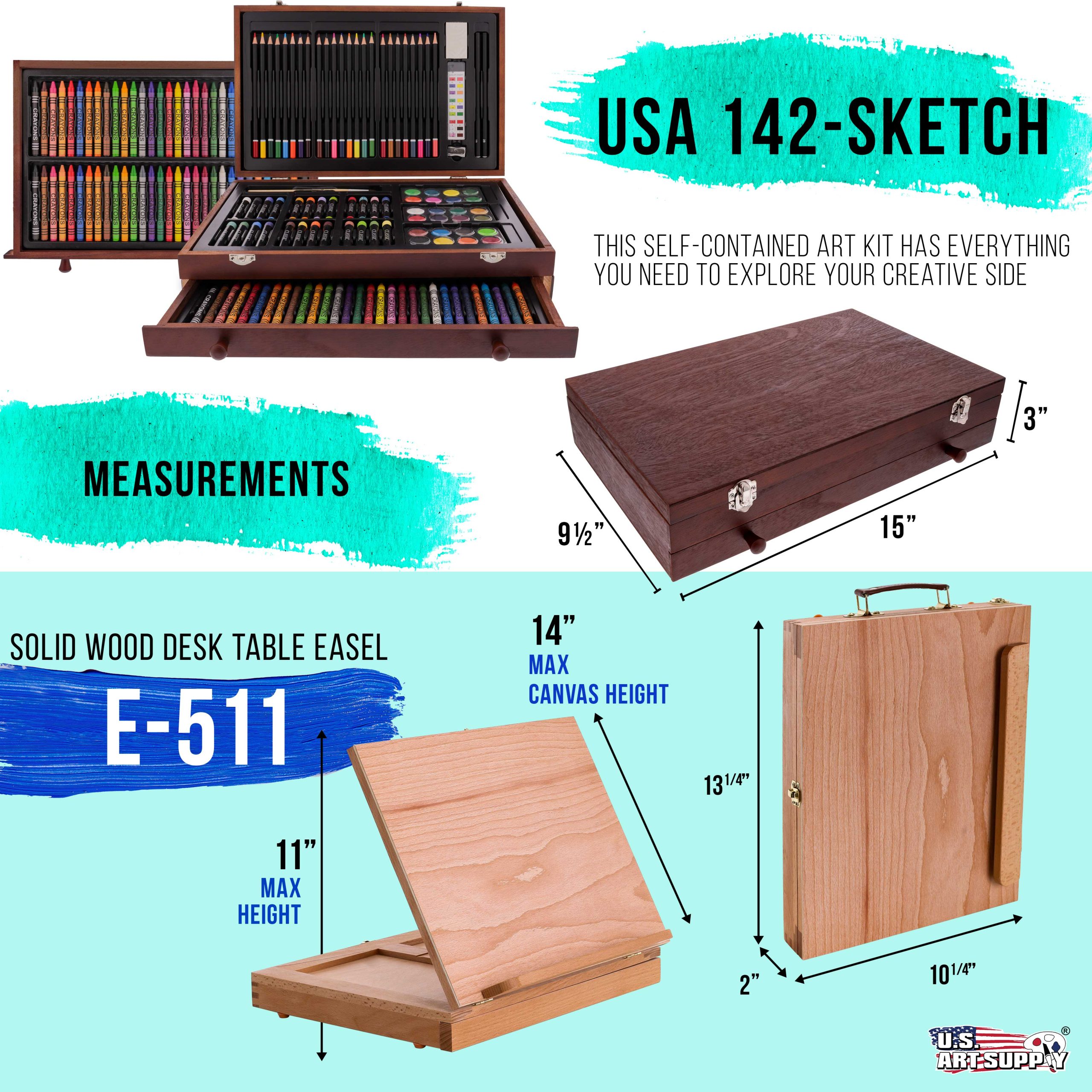 163-Piece Mega Wood Box Artist Kit with Easel. Painting. Drawing & Art Supplies for Adults - Watercolors. Oil Pastels. Pencils. Crayons & Brushes - Art Kit for Adults. Gift Set - Image 3