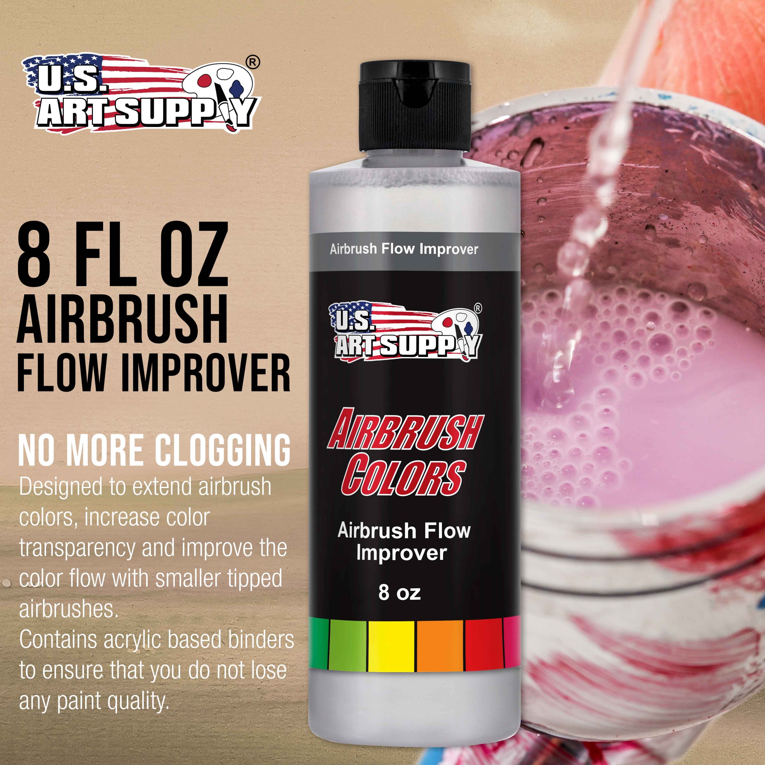 Airbrush Flow Improver. 8-Ounce Bottle - Additive to Improve Acrylic Paint Flow. Reduce Clogs. Paint Wetting. Thinner - Artist Tool - Image 2