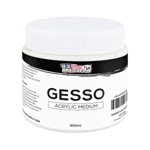 White Gesso Primer - 16.9oz (500ml) for Oil & Acrylic Paint - Superior Coverage. Canvas Prep. Mixable White Gesso Paint Artists
