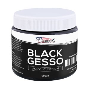 Black Gesso Primer - 16.9oz (500ml) for Oil & Acrylic Paint - Superior Coverage. Canvas Prep. Mixable White Gesso Paint Artists