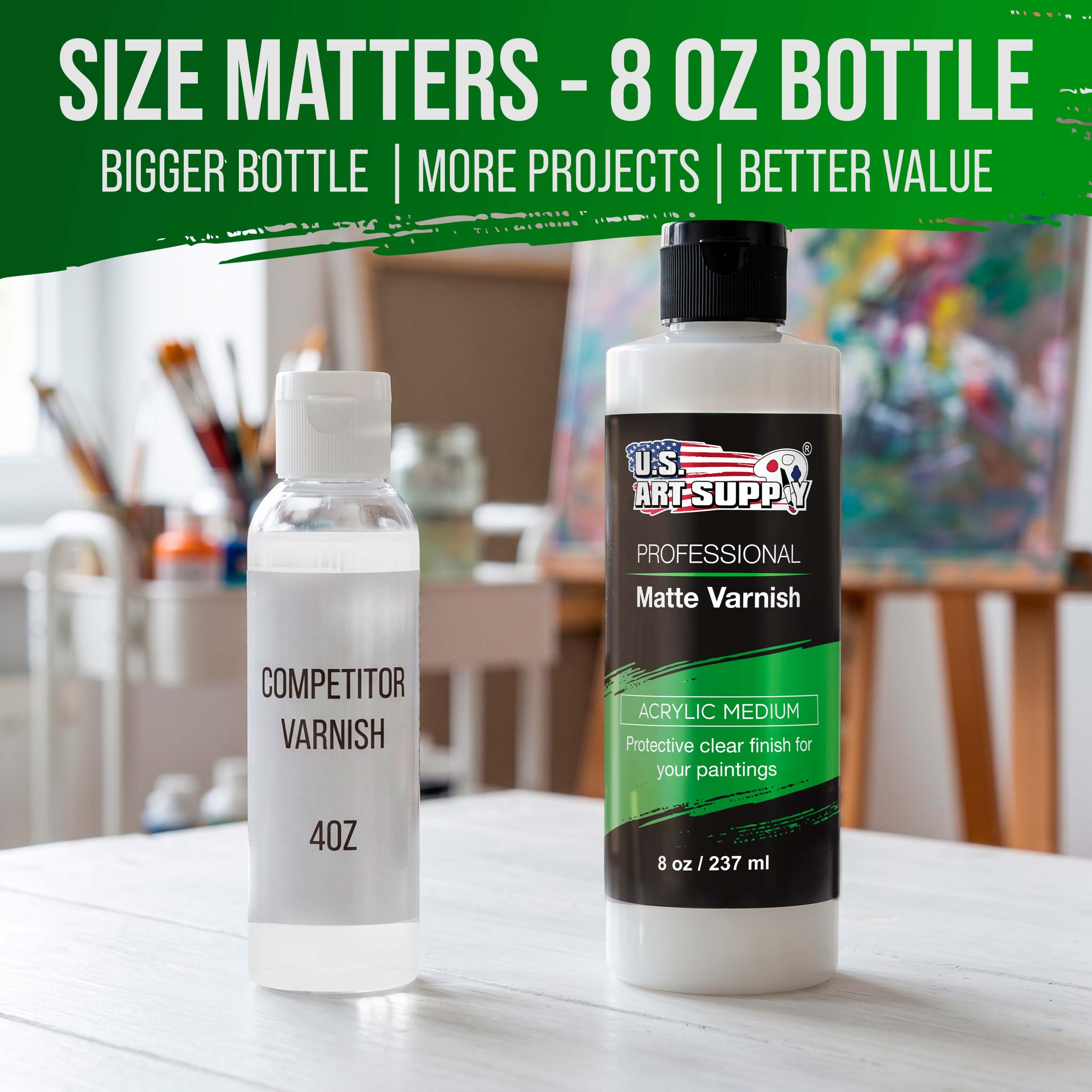 8 oz Matte Acrylic Varnish for Acrylic Painting. Permanent Clear Protection. Reduces UV & Photography Glare - Image 3