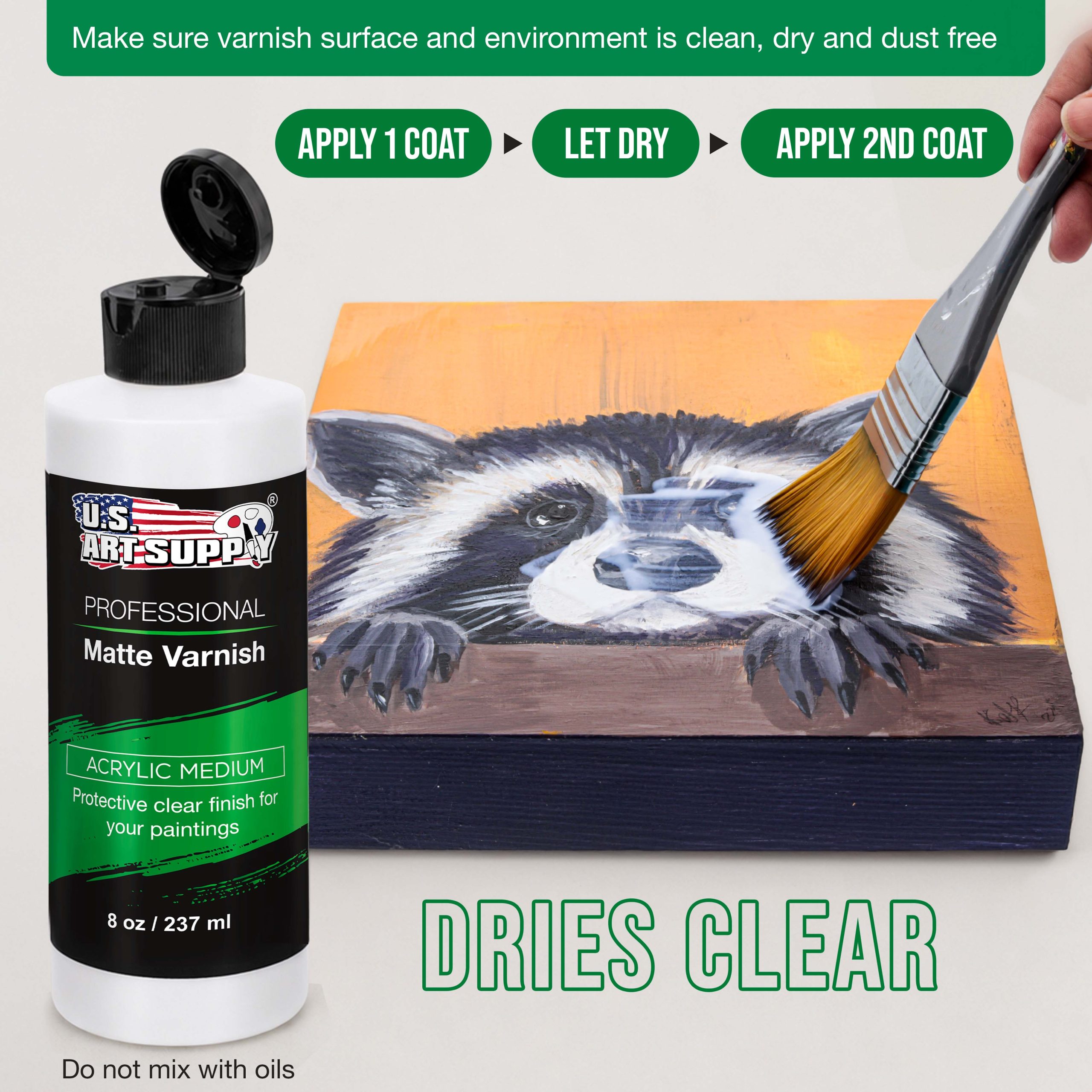 8 oz Matte Acrylic Varnish for Acrylic Painting. Permanent Clear Protection. Reduces UV & Photography Glare - Image 5