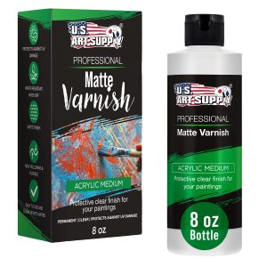 8 oz Matte Acrylic Varnish for Acrylic Painting. Permanent Clear Protection. Reduces UV & Photography Glare
