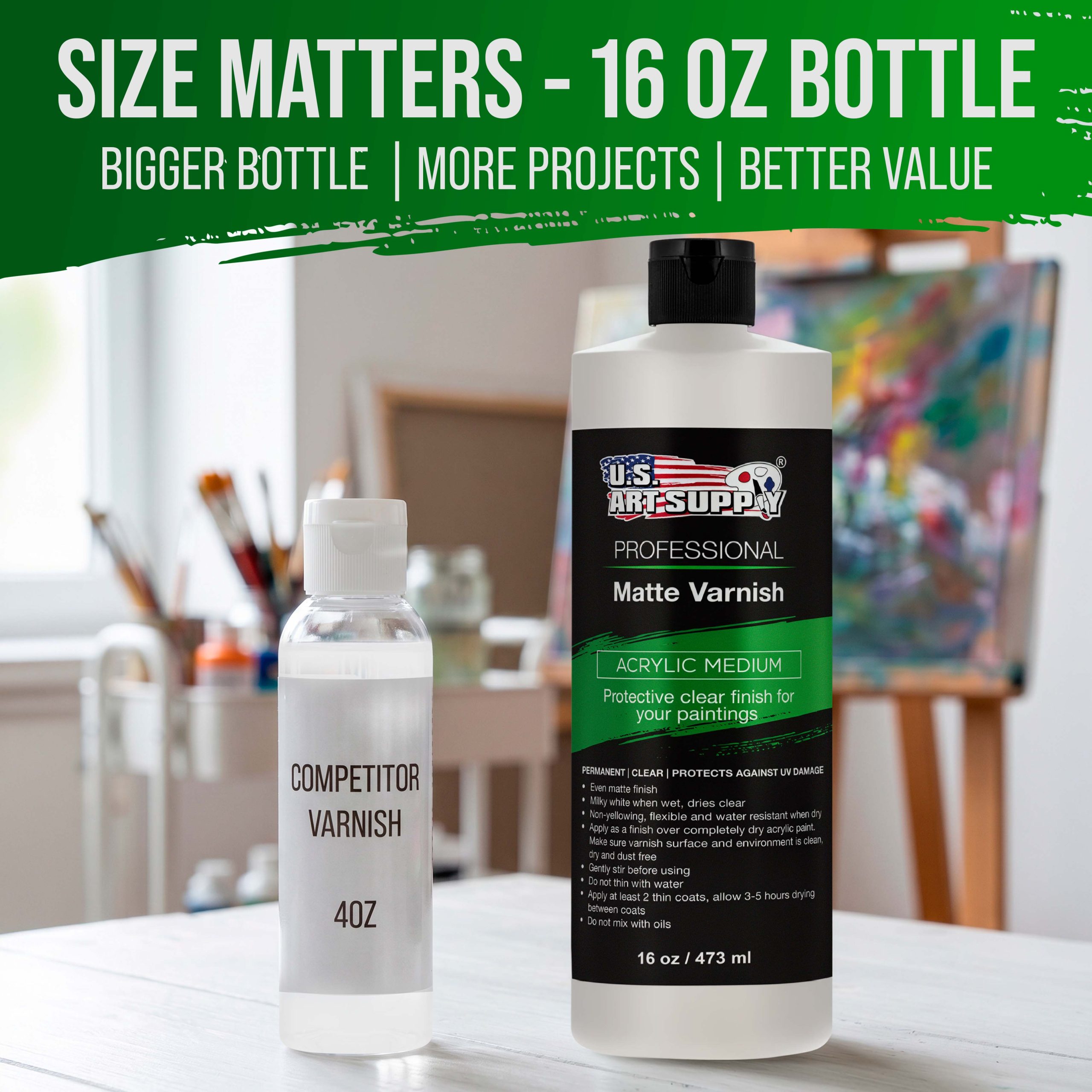 16 oz Matte Acrylic Varnish for Acrylic Painting. Permanent Clear Protection. Reduces UV & Photography Glare - Image 3