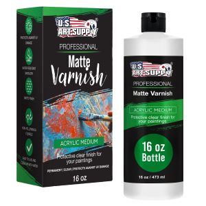 16 oz Matte Acrylic Varnish for Acrylic Painting. Permanent Clear Protection. Reduces UV & Photography Glare