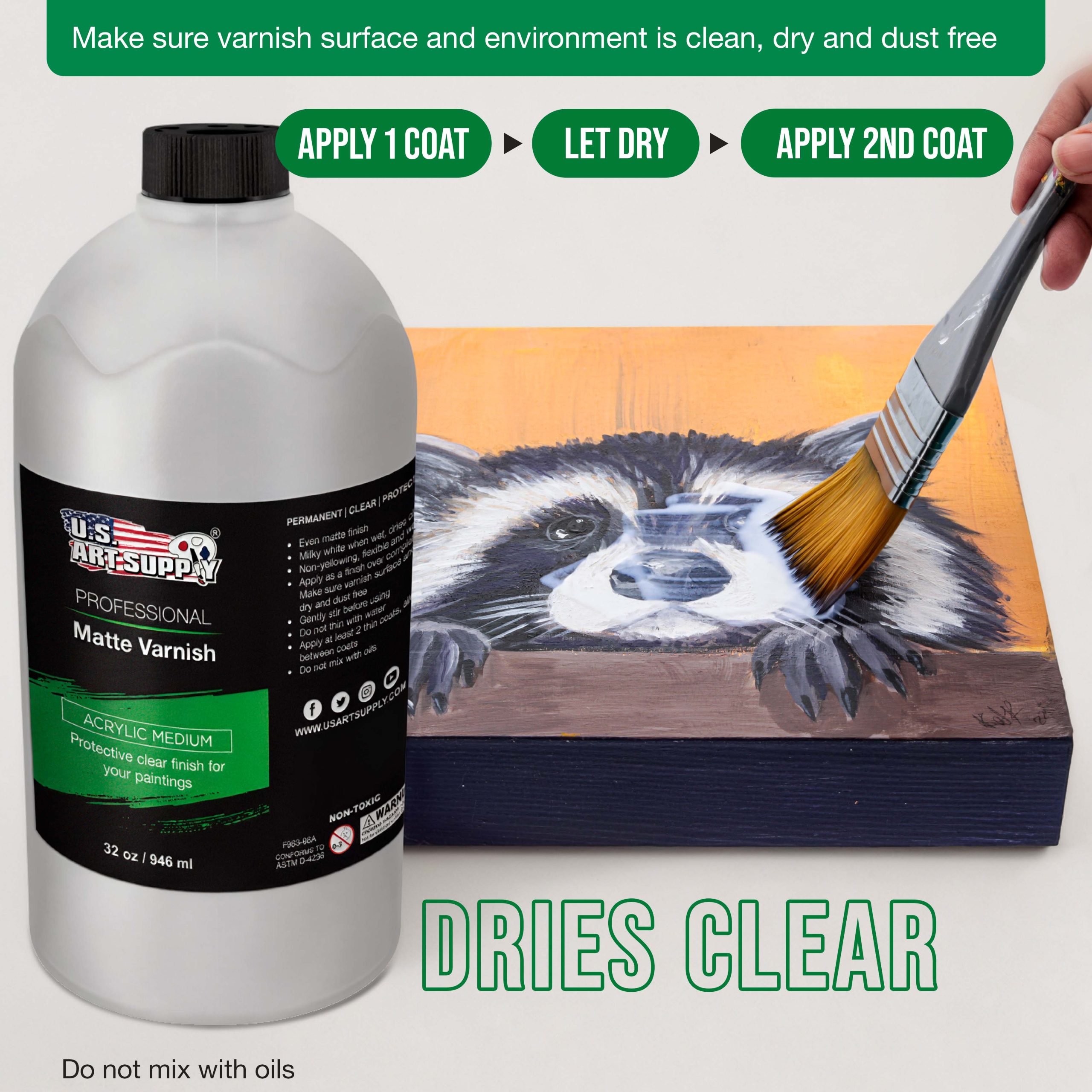 32 oz Matte Acrylic Varnish for Acrylic Painting. Permanent Clear Protection. Reduces UV & Photography Glare - Image 5