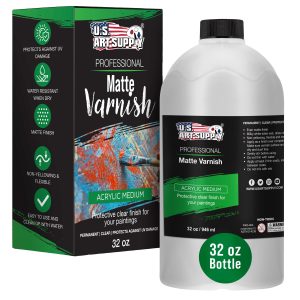 32 oz Matte Acrylic Varnish for Acrylic Painting. Permanent Clear Protection. Reduces UV & Photography Glare