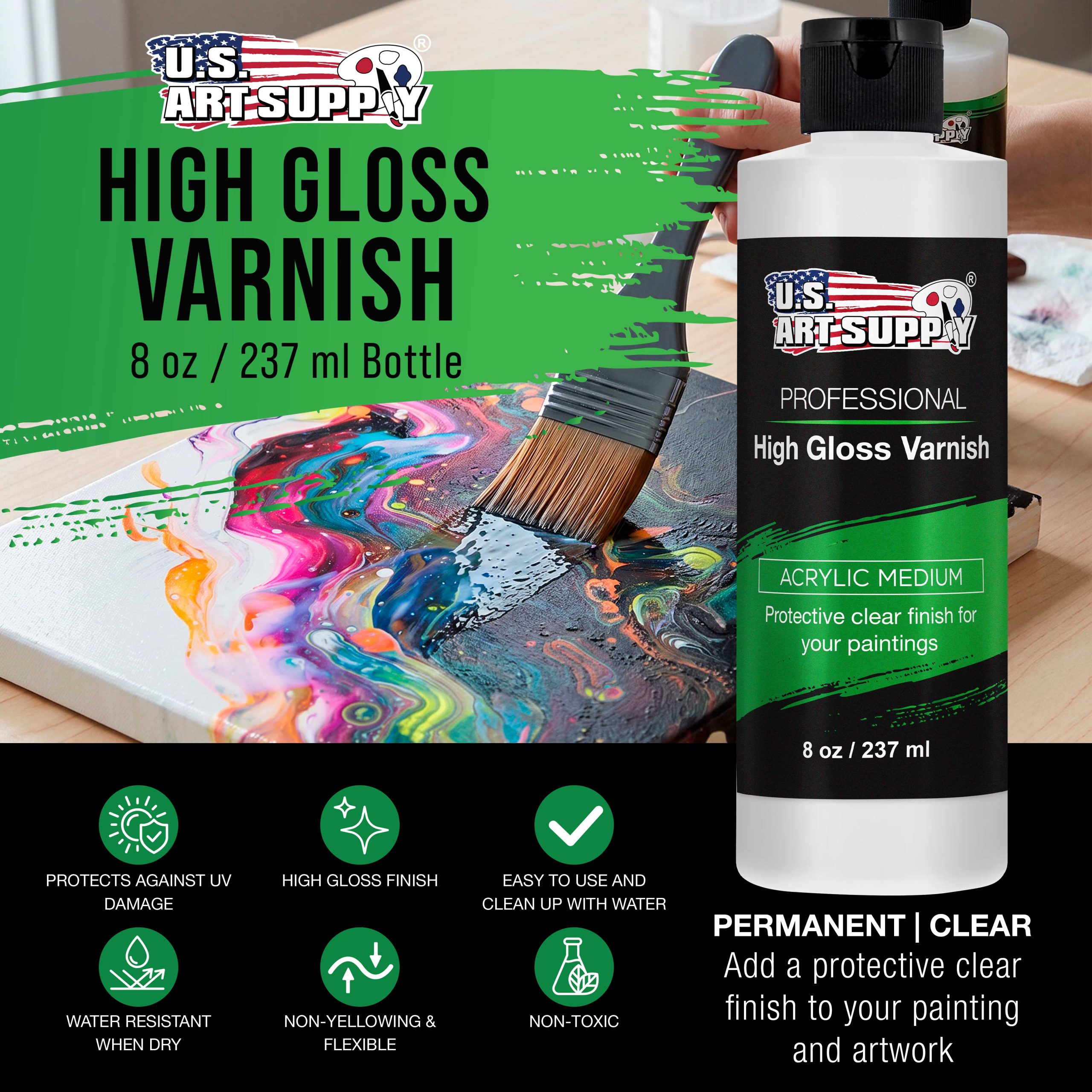 8 oz High Gloss Varnish for Acrylic Paintings - Clear Protective Finish with UV Protection - Image 2