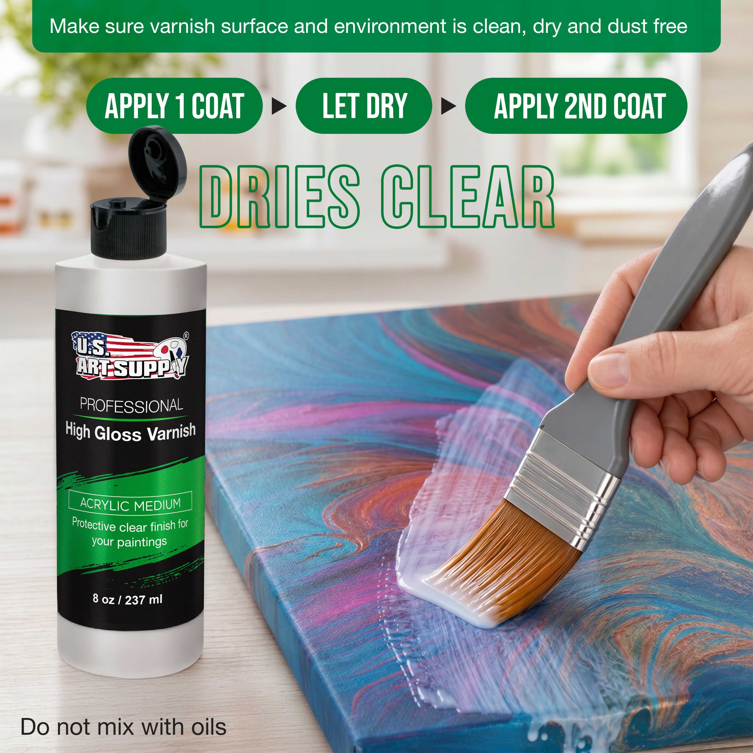 8 oz High Gloss Varnish for Acrylic Paintings - Clear Protective Finish with UV Protection - Image 5