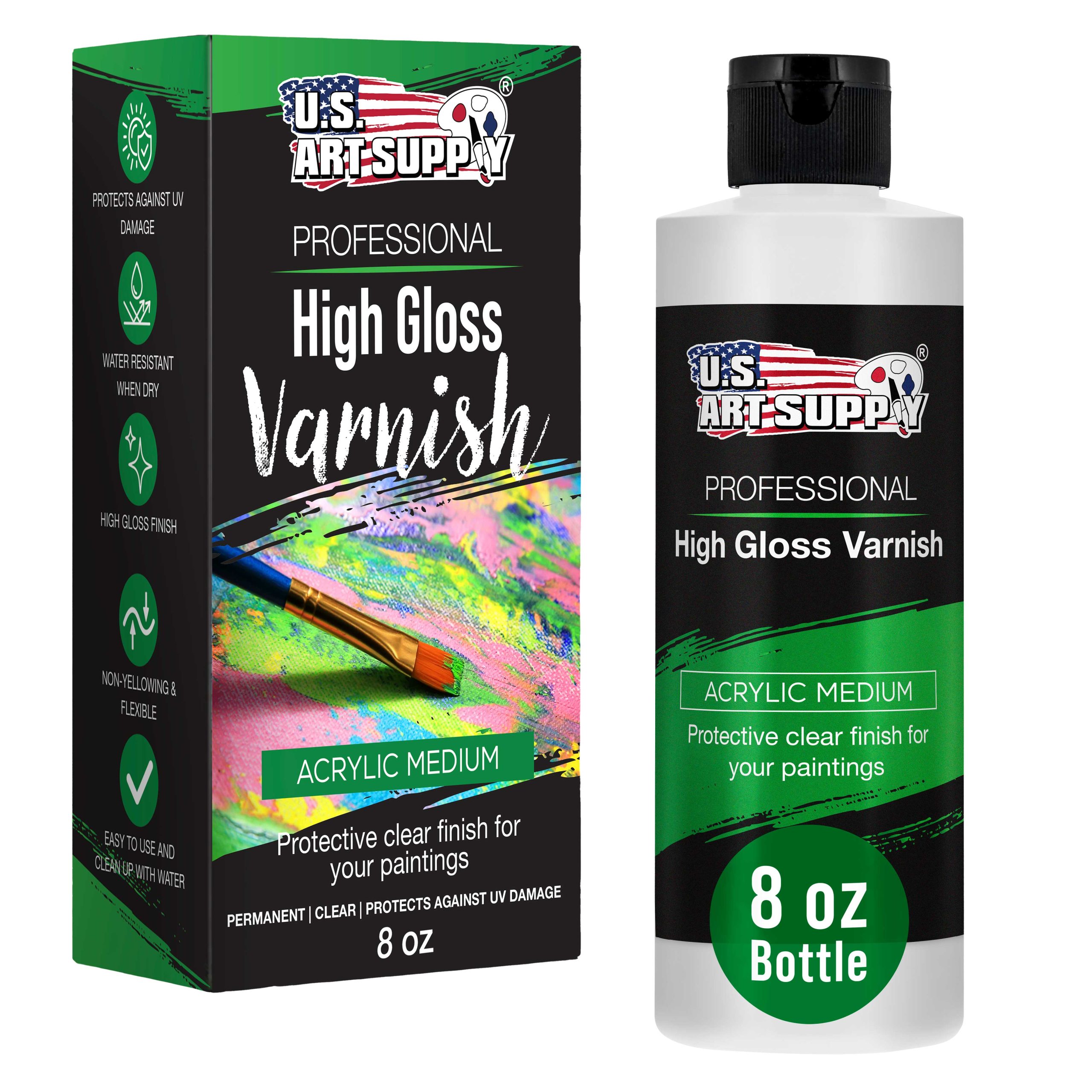 8 oz High Gloss Varnish for Acrylic Paintings - Clear Protective Finish with UV Protection
