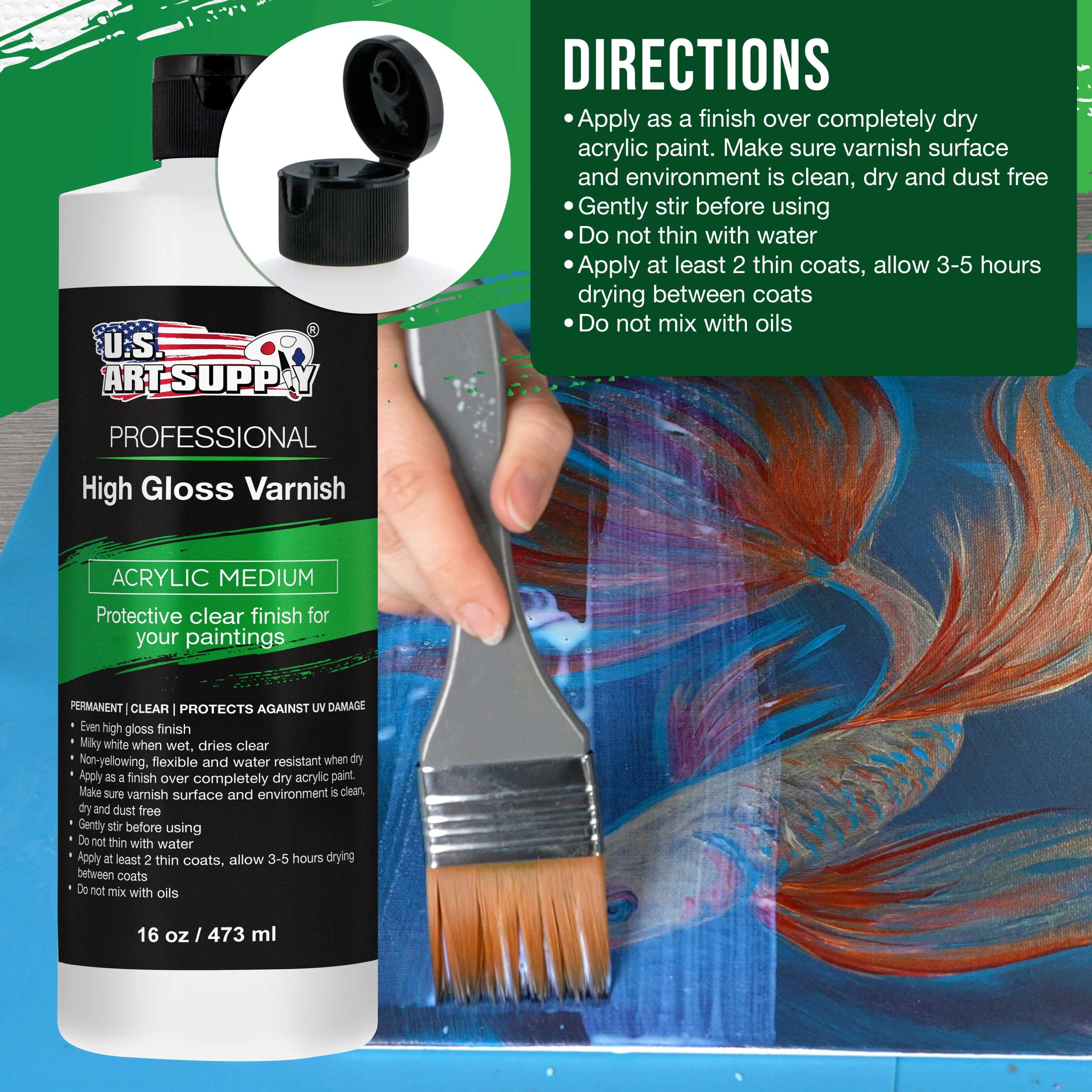 16 oz High Gloss Varnish for Acrylic Paintings - Clear Protective Finish with UV Protection - Image 5