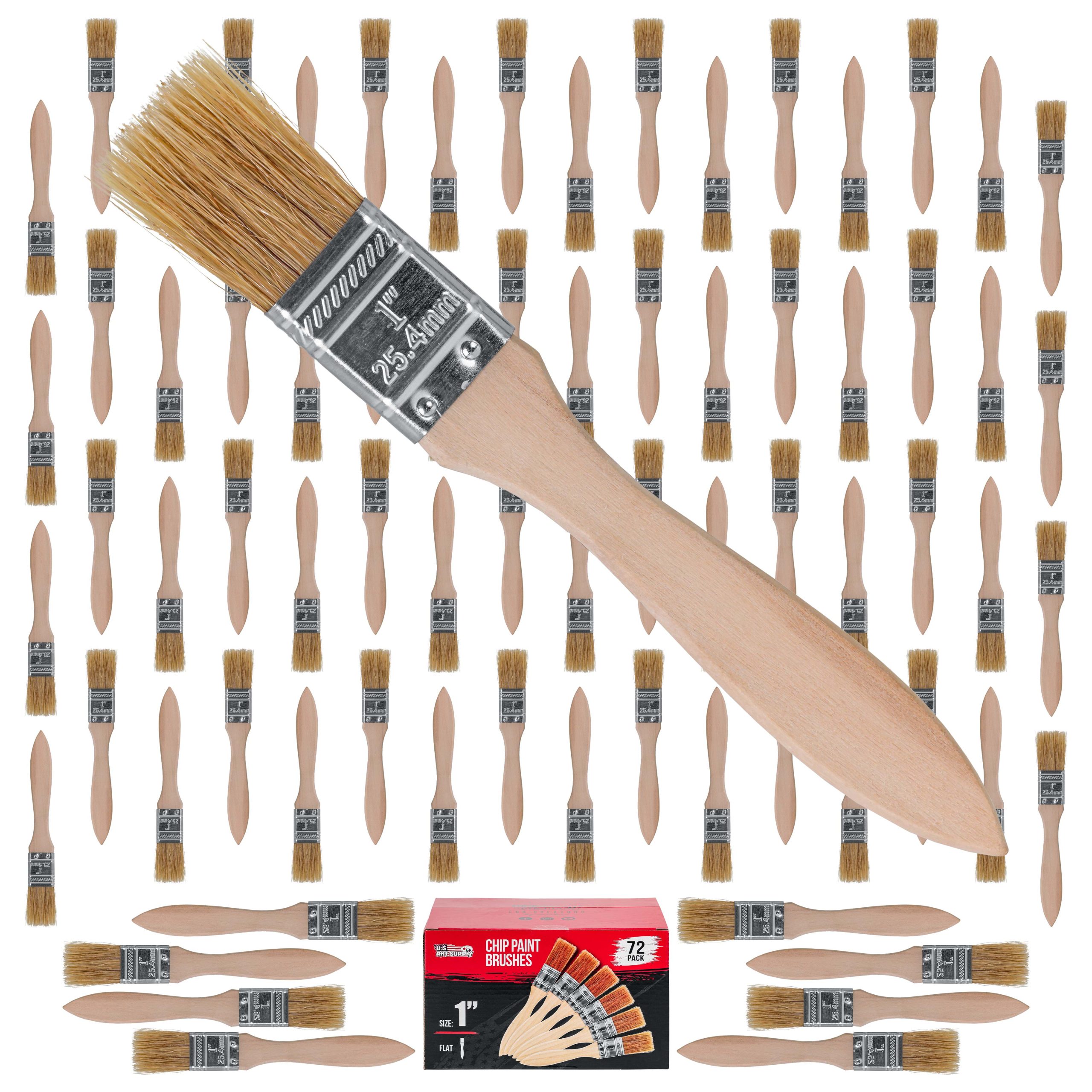 72 Pack of 1 inch Paint and Chip Paint Brushes for Paint. Stains. Varnishes. Glues. and Gesso