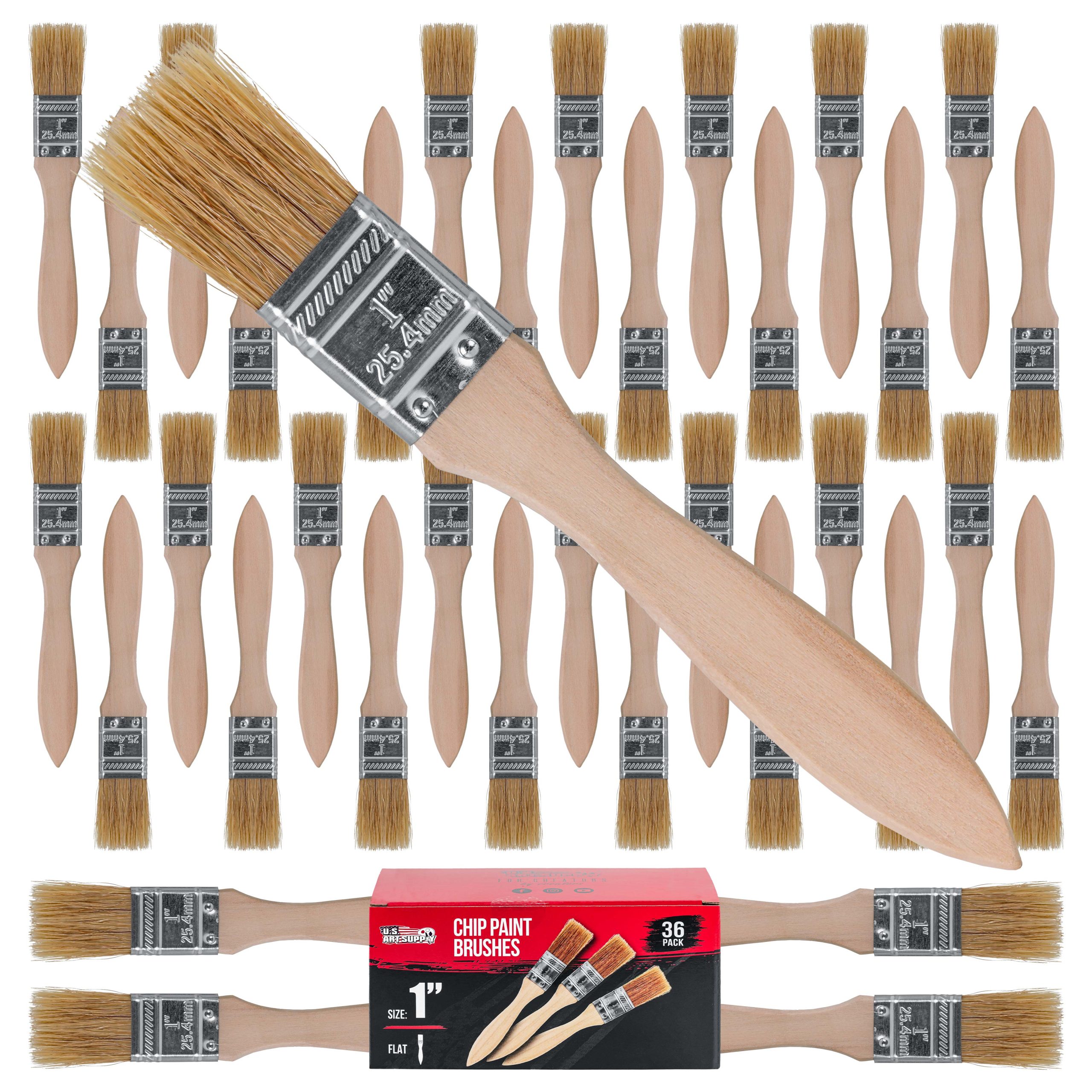 36 Pack of 1 inch Paint and Chip Paint Brushes for Paint. Stains. Varnishes. Glues. and Gesso