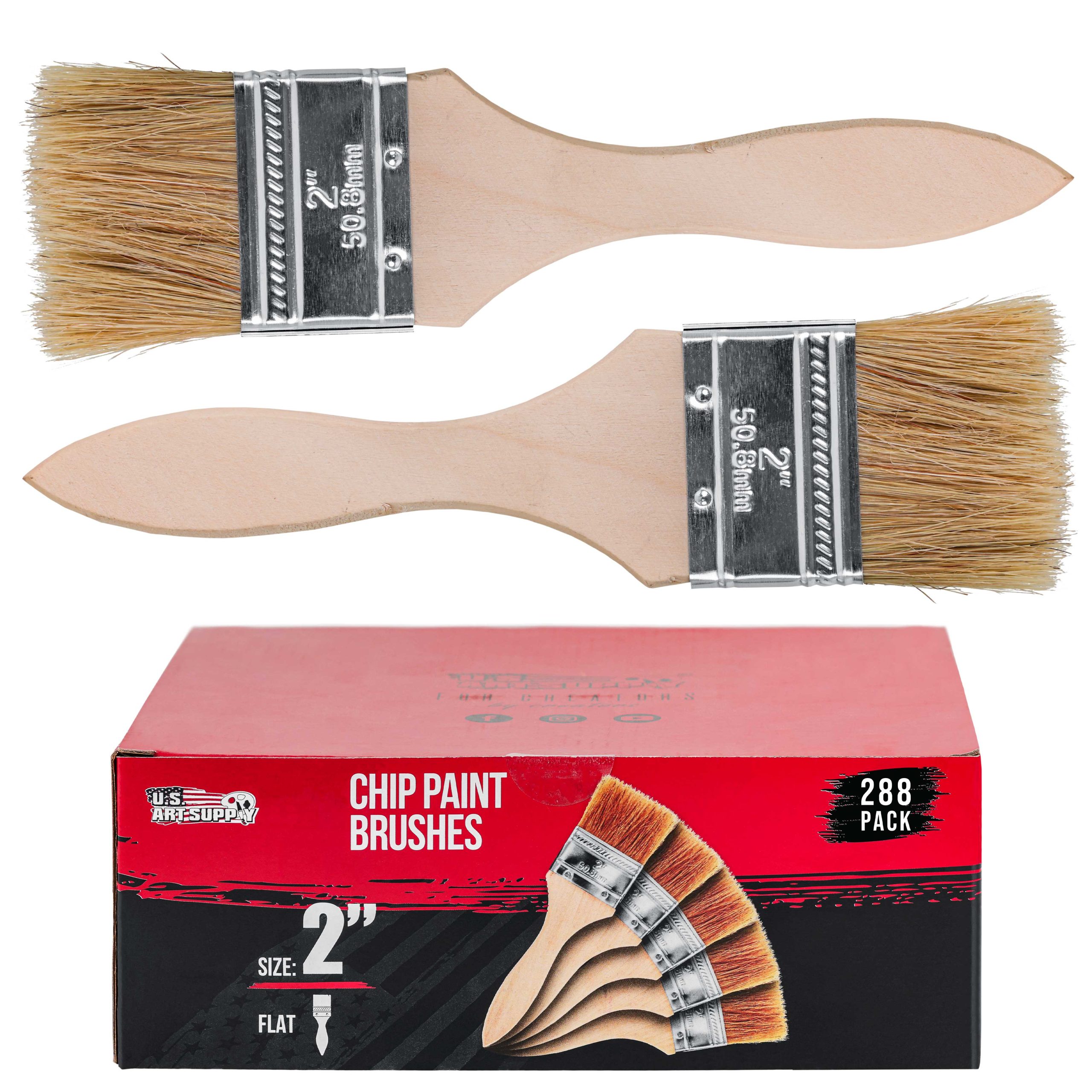 288 Pack of 2 inch Paint and Chip Paint Brushes for Paint. Stains. Varnishes. Glues. and Gesso
