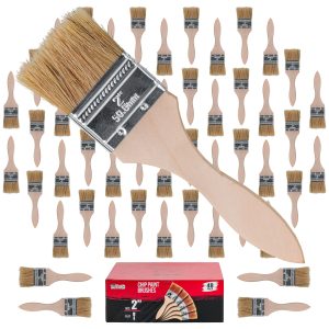 48 Pack of 2 inch Paint and Chip Paint Brushes for Paint. Stains. Varnishes. Glues. and Gesso