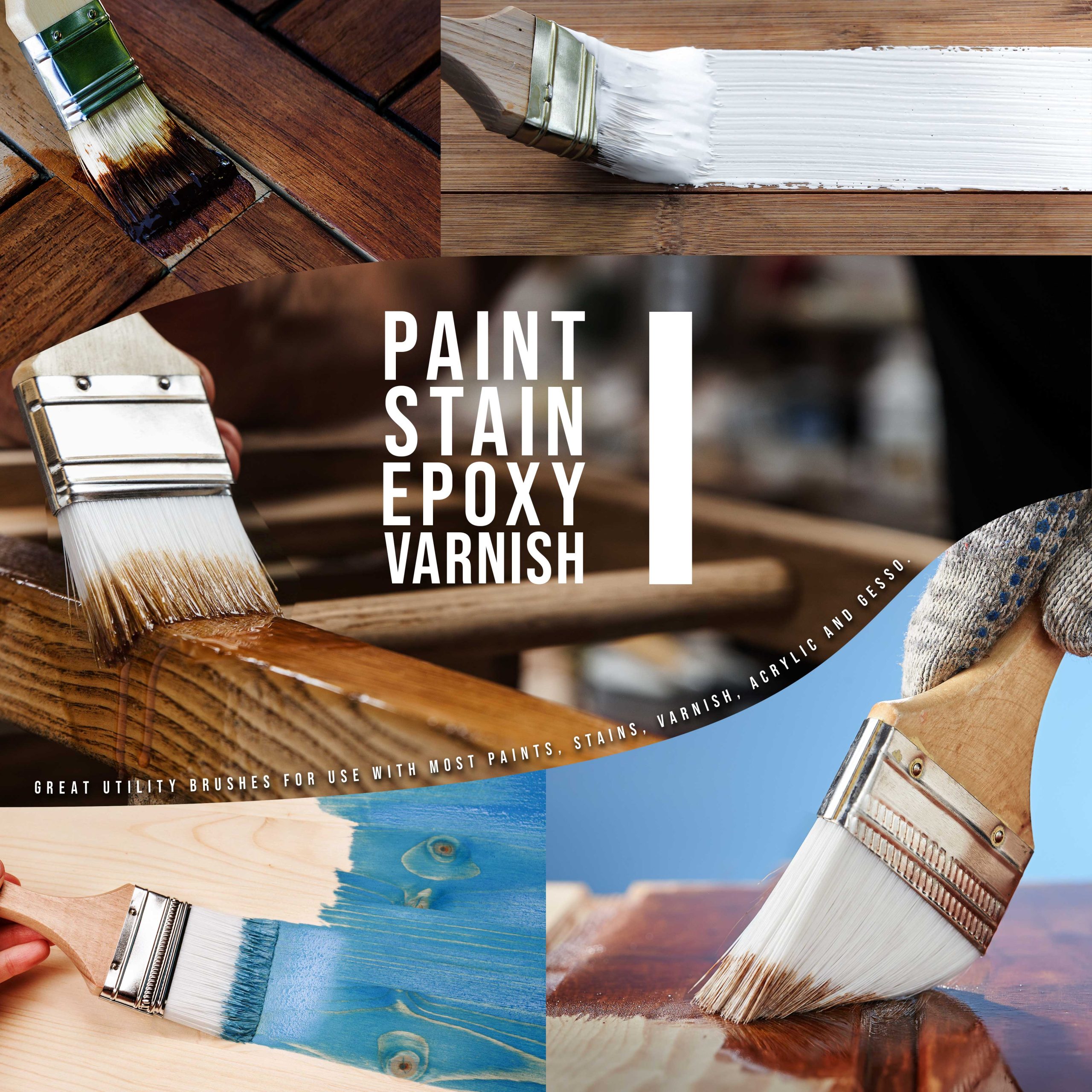 3 Pack of Variety Size Synthetic Bristle Paint. Chip and Utility Paint Brushes for Paint. Stains. Varnishes. Glues. and Gesso - Image 4