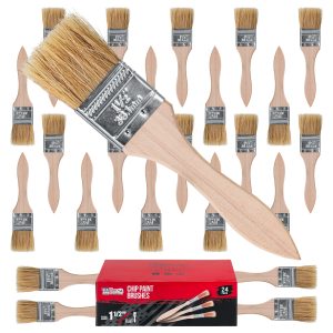 24 Pack of 1-1/2 inch Paint and Chip Paint Brushes for Paint. Stains. Varnishes. Glues. and Gesso