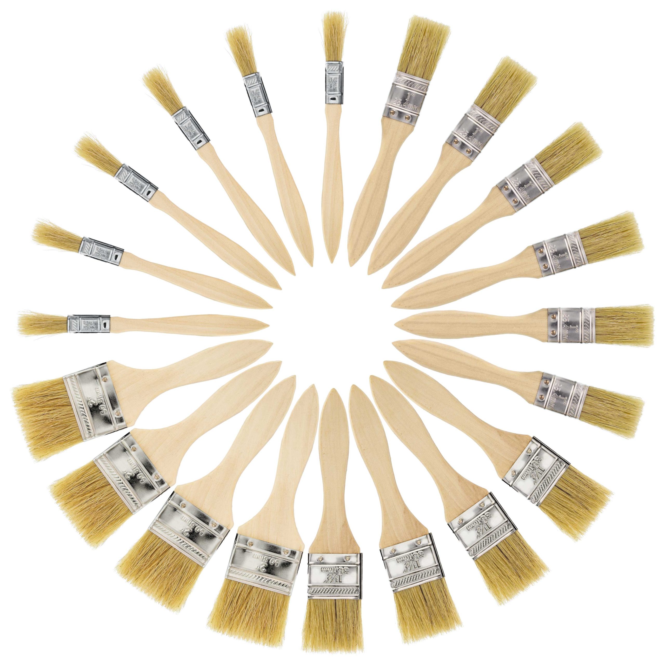 20 Pack of Assorted Size Paint and Chip Paint Brushes for Paint. Stains. Varnishes. Glues. and Gesso