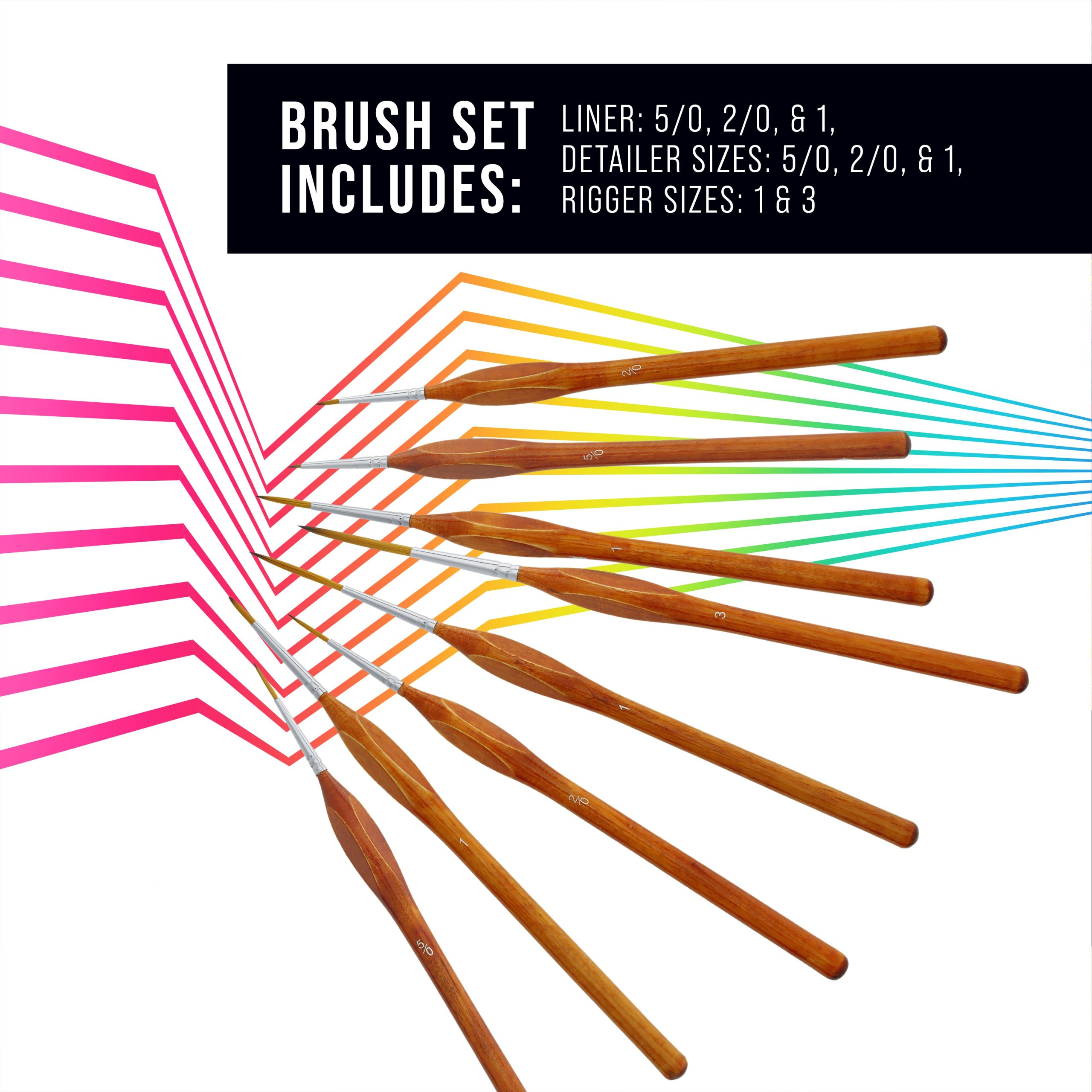 8 Piece Taklon Detail and Liner Artist Brush Set with Wood Comfort Grip Handles - Art. Detailing. Acrylic. Oil. Watercolor - Image 4