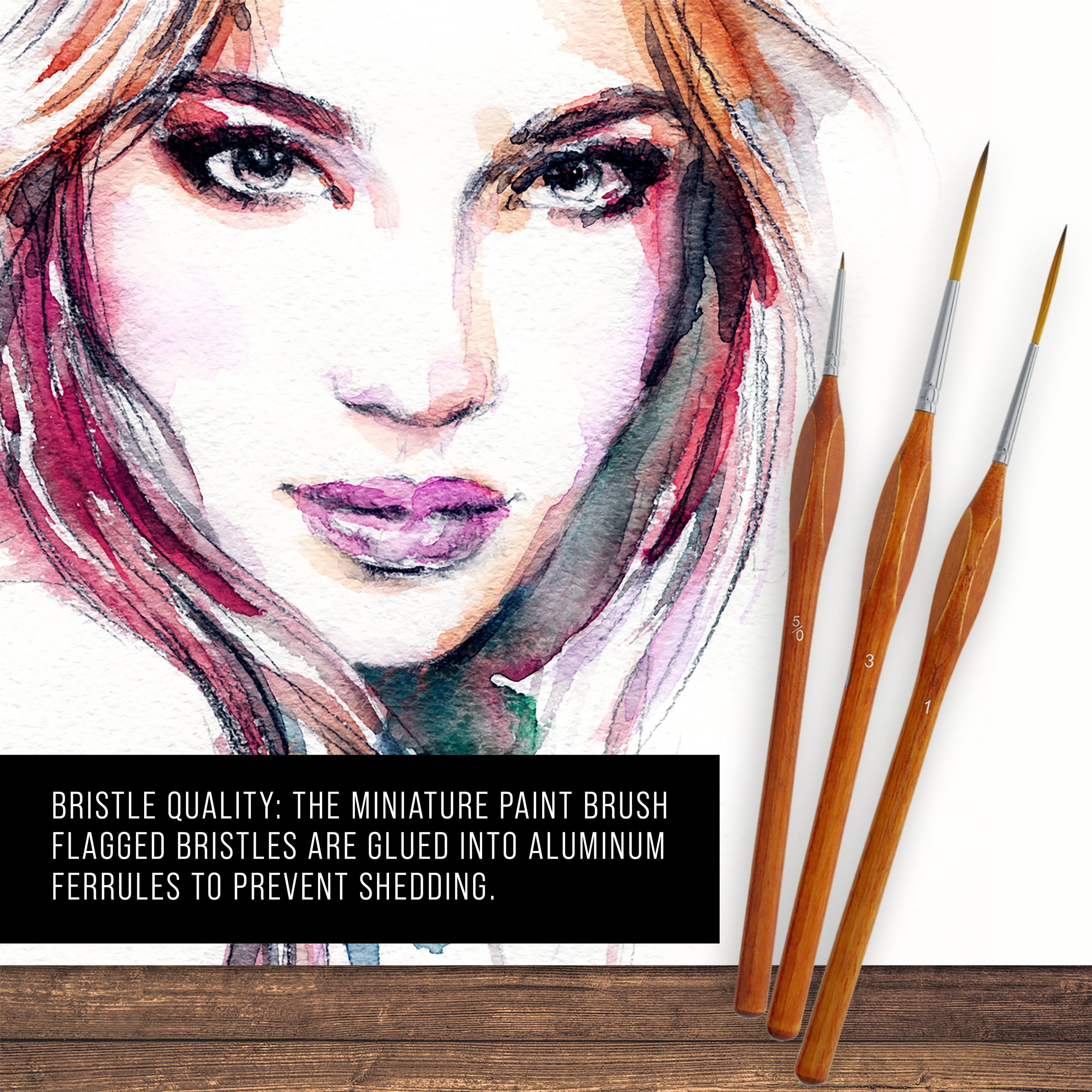 8 Piece Taklon Detail and Liner Artist Brush Set with Wood Comfort Grip Handles - Art. Detailing. Acrylic. Oil. Watercolor - Image 6