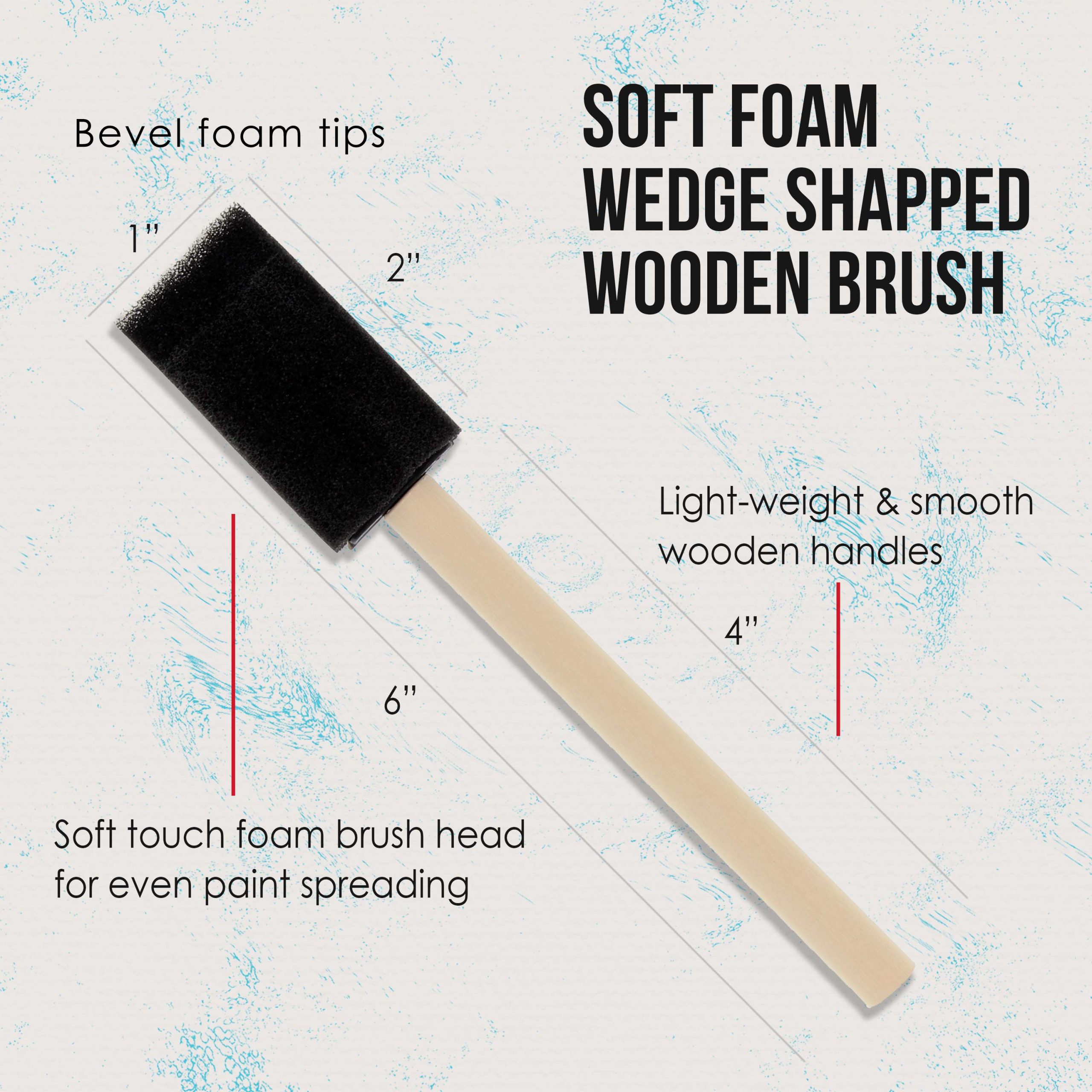 1 inch Foam Sponge Wood Handle Paint Brush Set (Value Pack of 50) - Lightweight. durable and great for Acrylics. Stains. Varnishes. Crafts. Art - Image 3