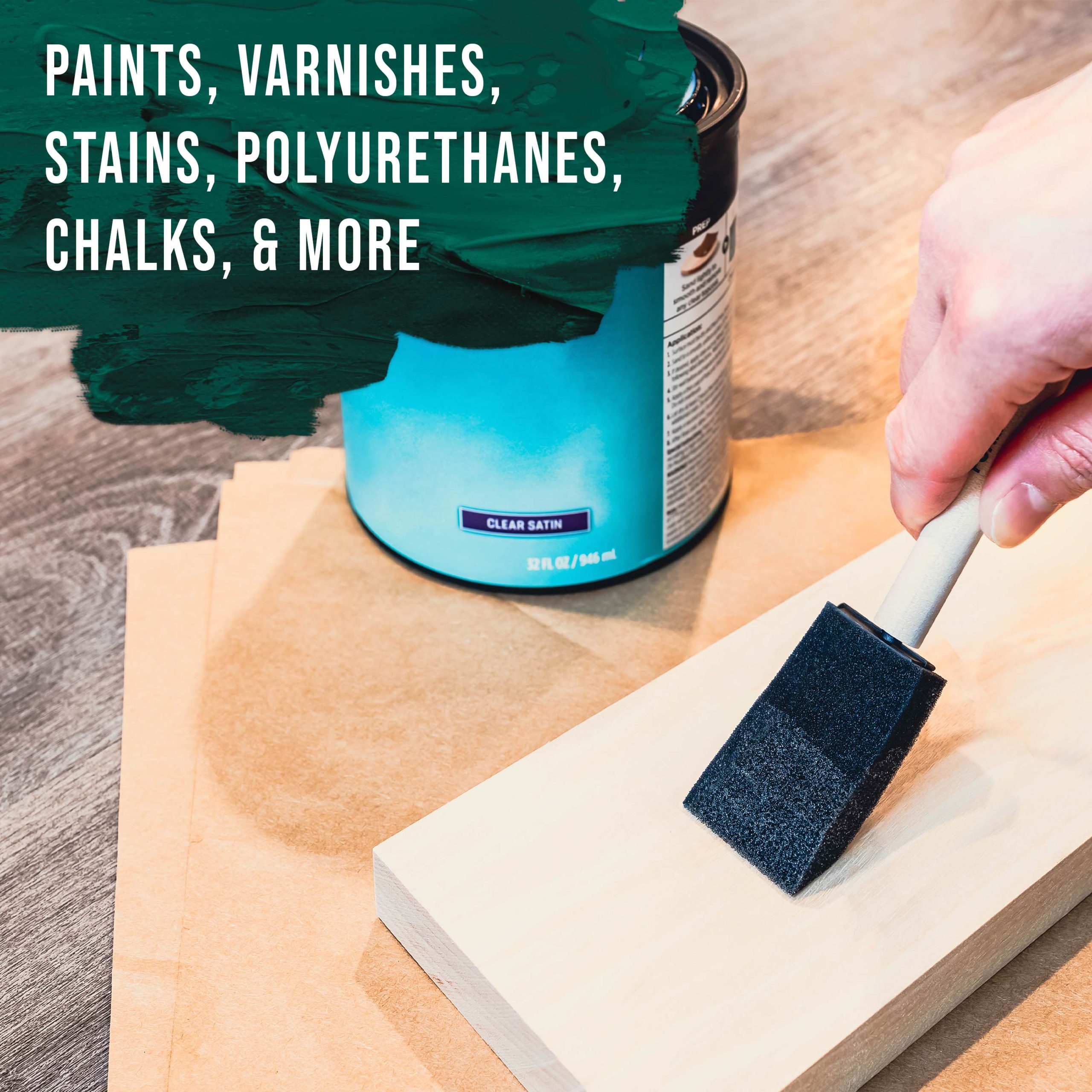 1 inch Foam Sponge Wood Handle Paint Brush Set (Value Pack of 50) - Lightweight. durable and great for Acrylics. Stains. Varnishes. Crafts. Art - Image 4