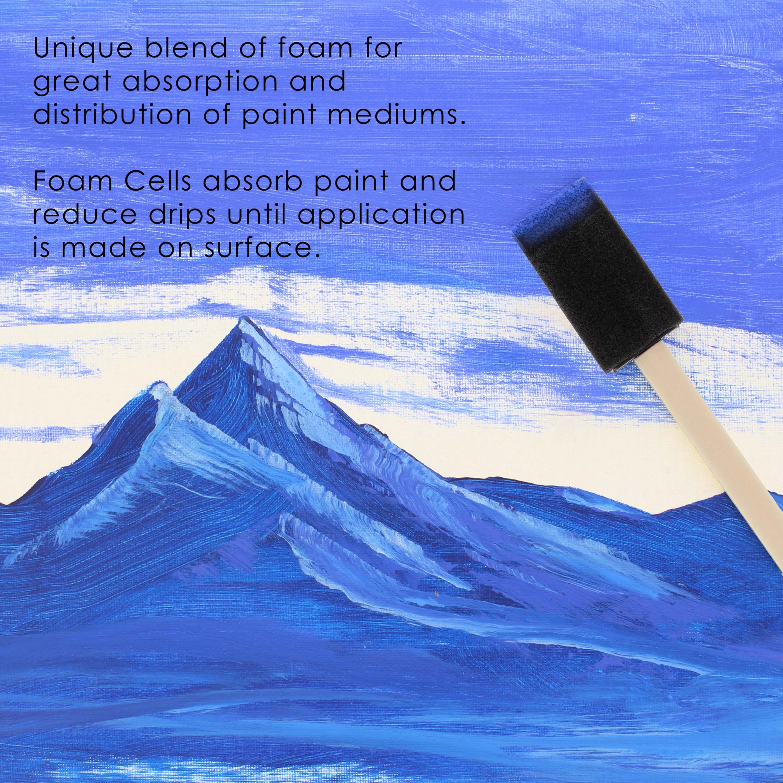 1 inch Foam Sponge Wood Handle Paint Brush Set (Value Pack of 50) - Lightweight. durable and great for Acrylics. Stains. Varnishes. Crafts. Art - Image 5
