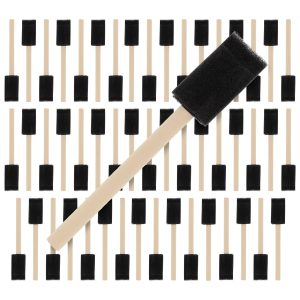 1 inch Foam Sponge Wood Handle Paint Brush Set (Value Pack of 50) - Lightweight. durable and great for Acrylics. Stains. Varnishes. Crafts. Art
