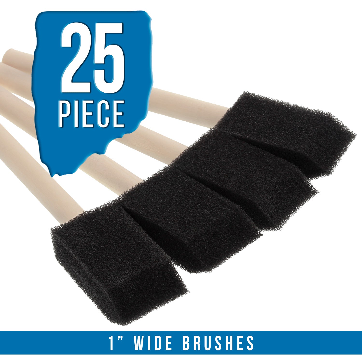 1 inch Foam Sponge Wood Handle Paint Brush Set (Value Pack of 25) - Lightweight. durable and great for Acrylics. Stains. Varnishes. Crafts. Art - Image 3