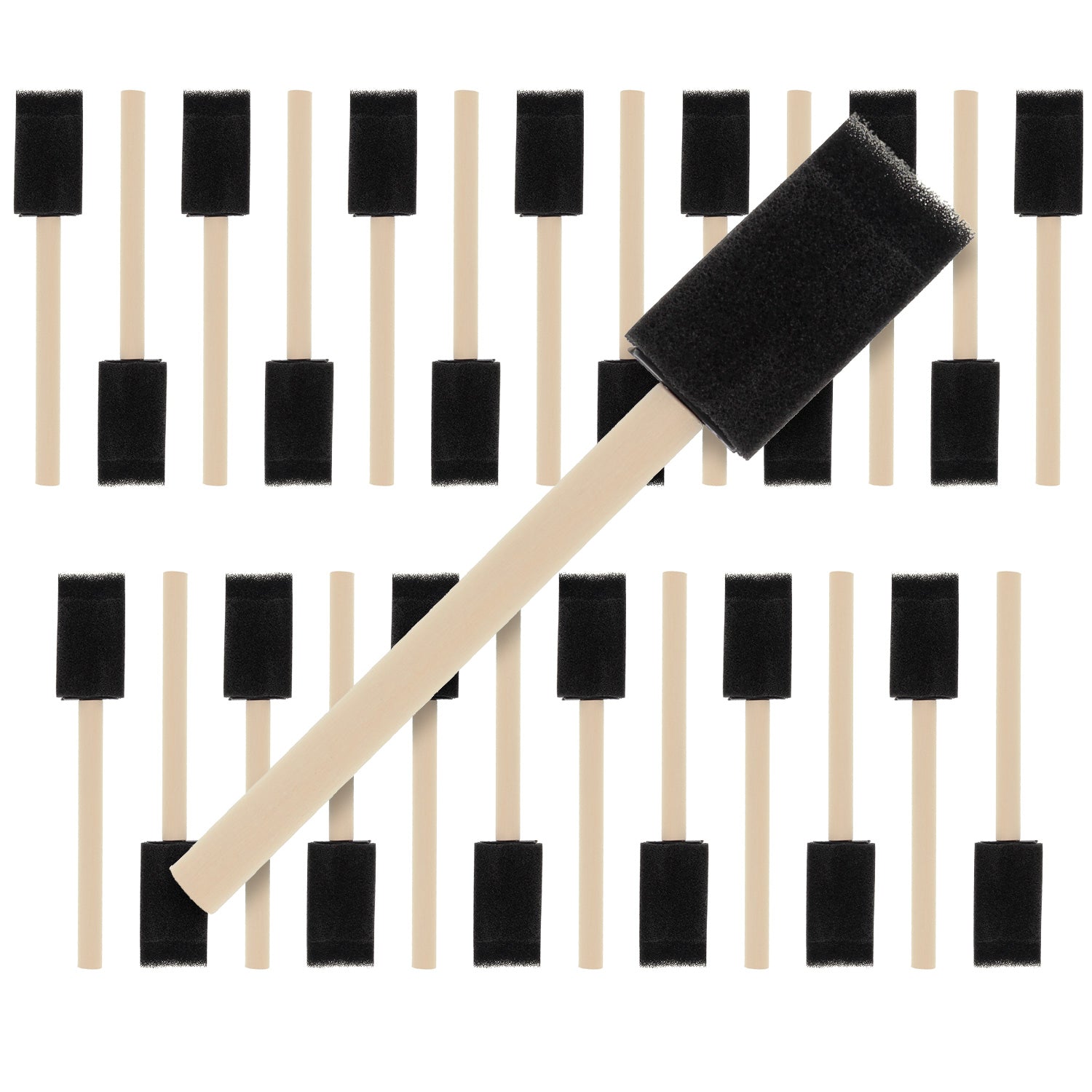1 inch Foam Sponge Wood Handle Paint Brush Set (Value Pack of 25) - Lightweight. durable and great for Acrylics. Stains. Varnishes. Crafts. Art