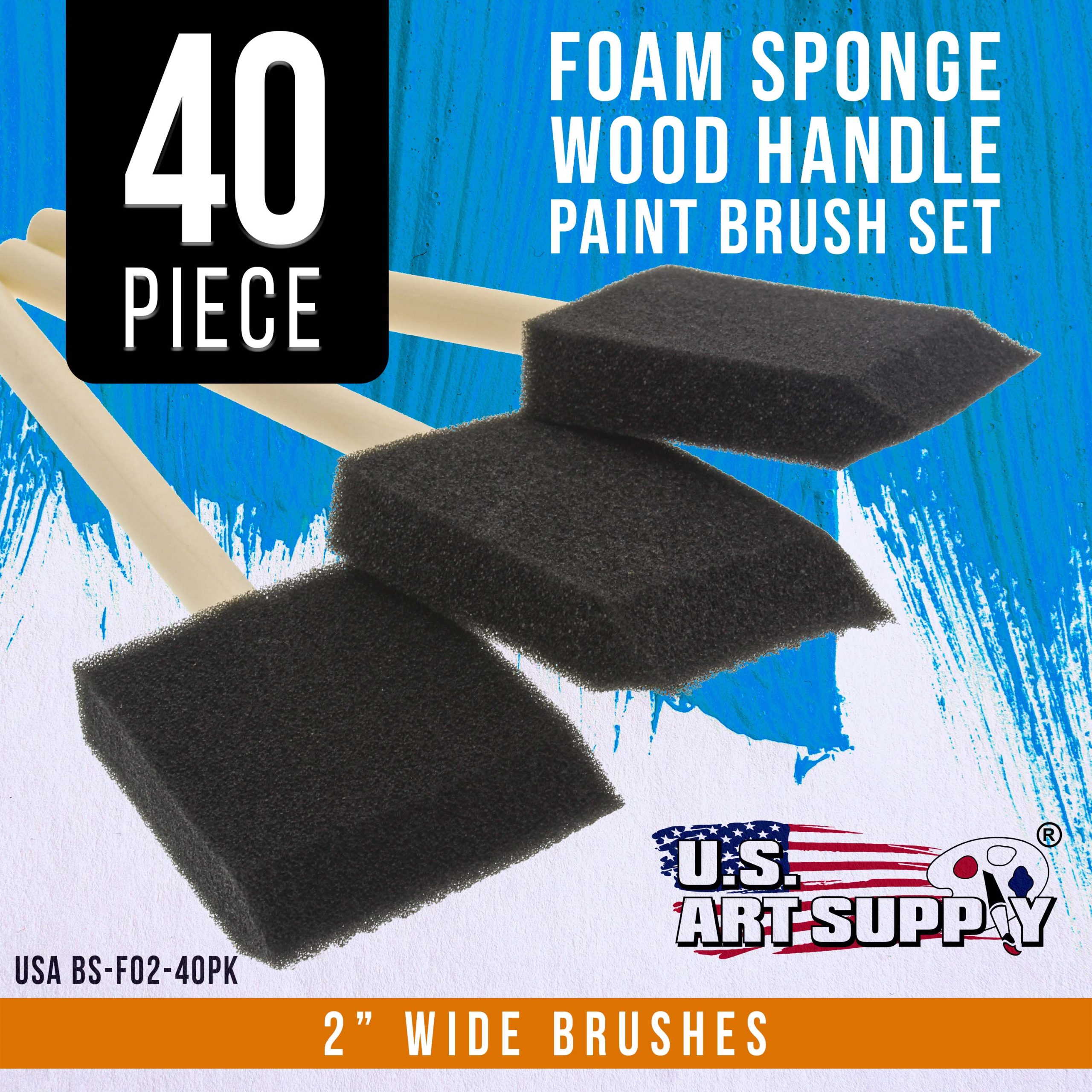 2 inch Foam Sponge Wood Handle Paint Brush Set (Value Pack of 40) - Lightweight. durable and great for Acrylics. Stains. Varnishes. Crafts. Art - Image 2