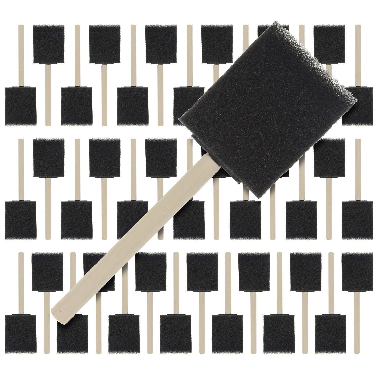 2 inch Foam Sponge Wood Handle Paint Brush Set (Value Pack of 40) - Lightweight. durable and great for Acrylics. Stains. Varnishes. Crafts. Art