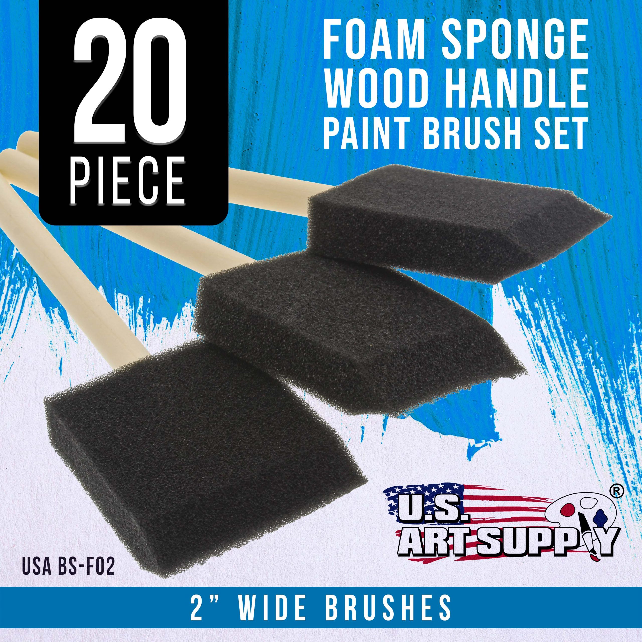 2 inch Foam Sponge Wood Handle Paint Brush Set (Value Pack of 20) - Lightweight. durable and great for Acrylics. Stains. Varnishes. Crafts. Art - Image 2