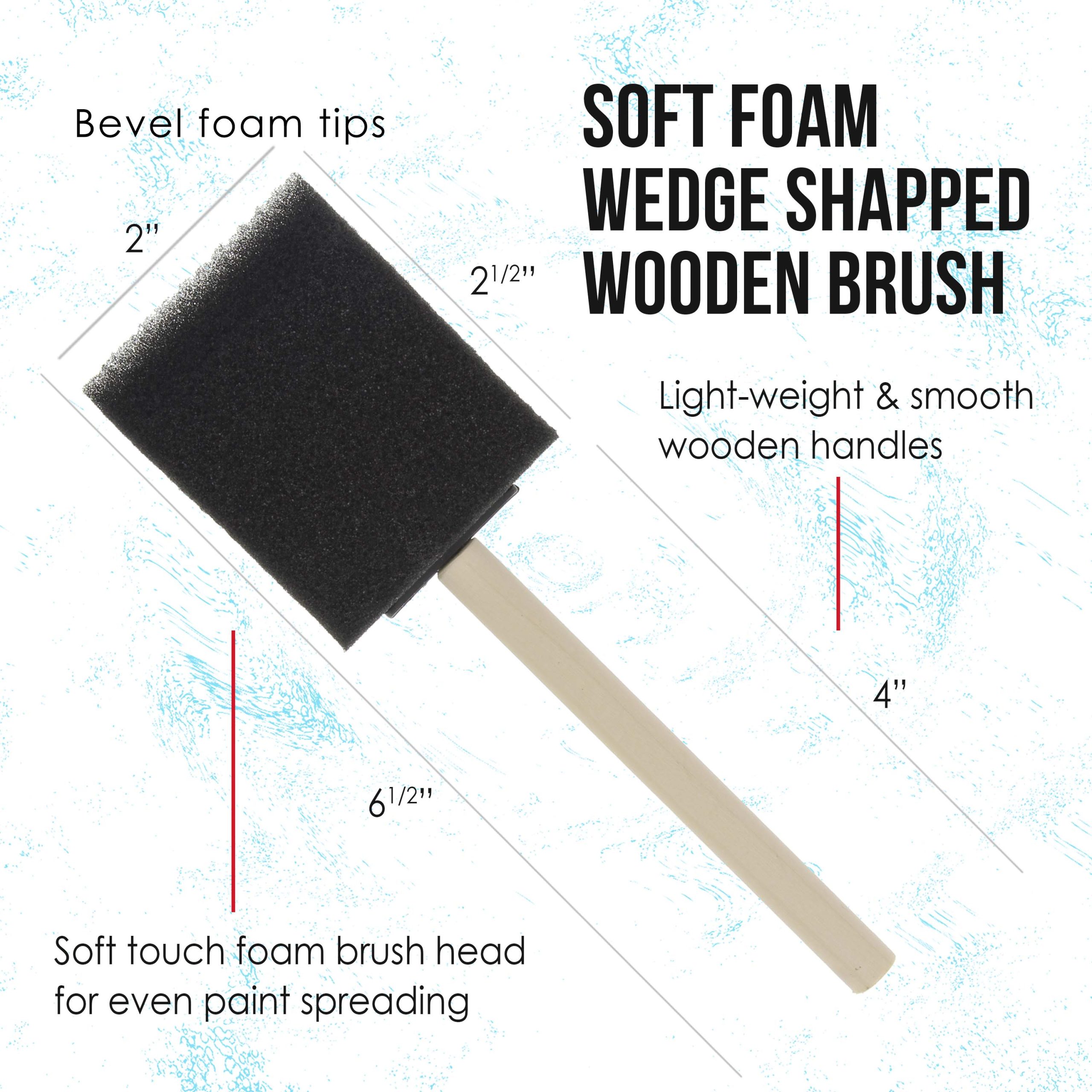 2 inch Foam Sponge Wood Handle Paint Brush Set (Value Pack of 20) - Lightweight. durable and great for Acrylics. Stains. Varnishes. Crafts. Art - Image 3