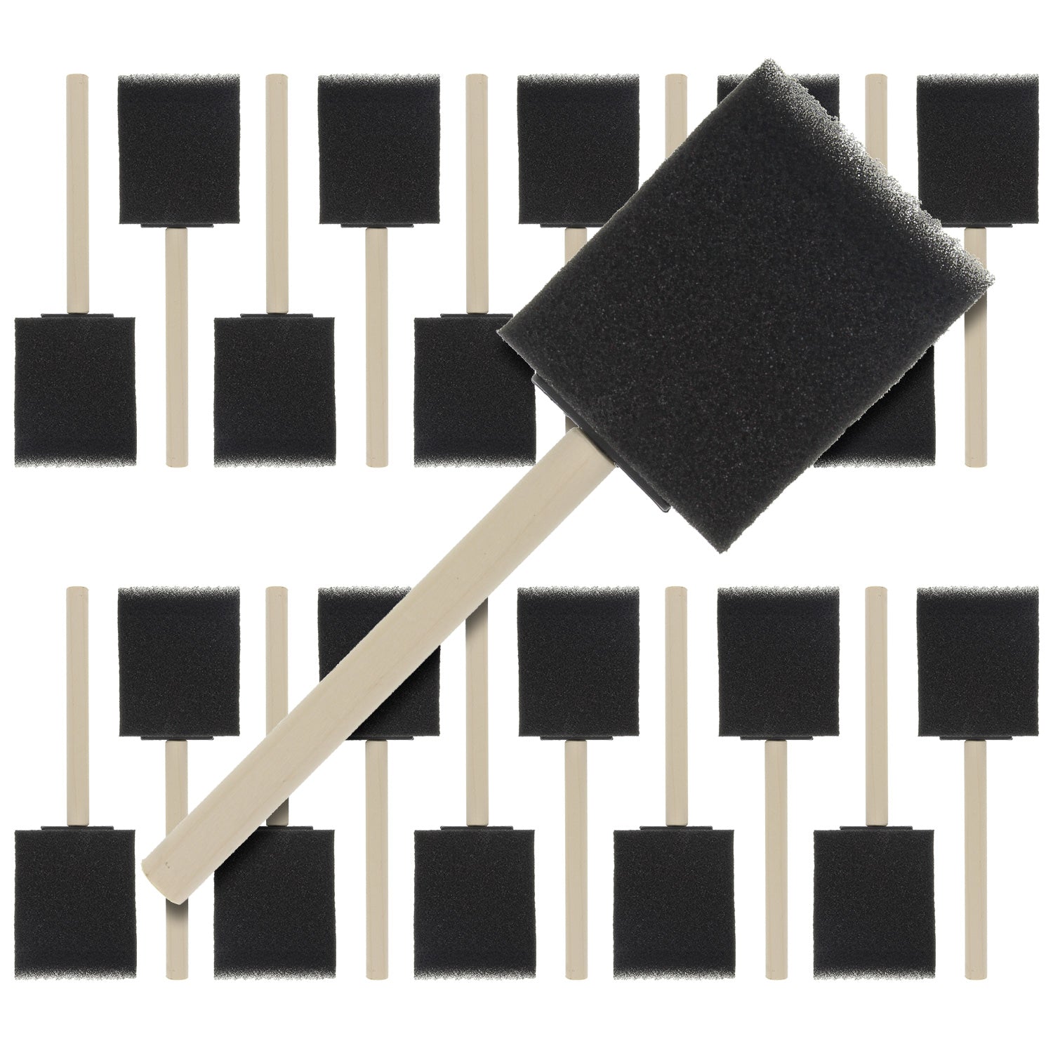 2 inch Foam Sponge Wood Handle Paint Brush Set (Value Pack of 20) - Lightweight. durable and great for Acrylics. Stains. Varnishes. Crafts. Art