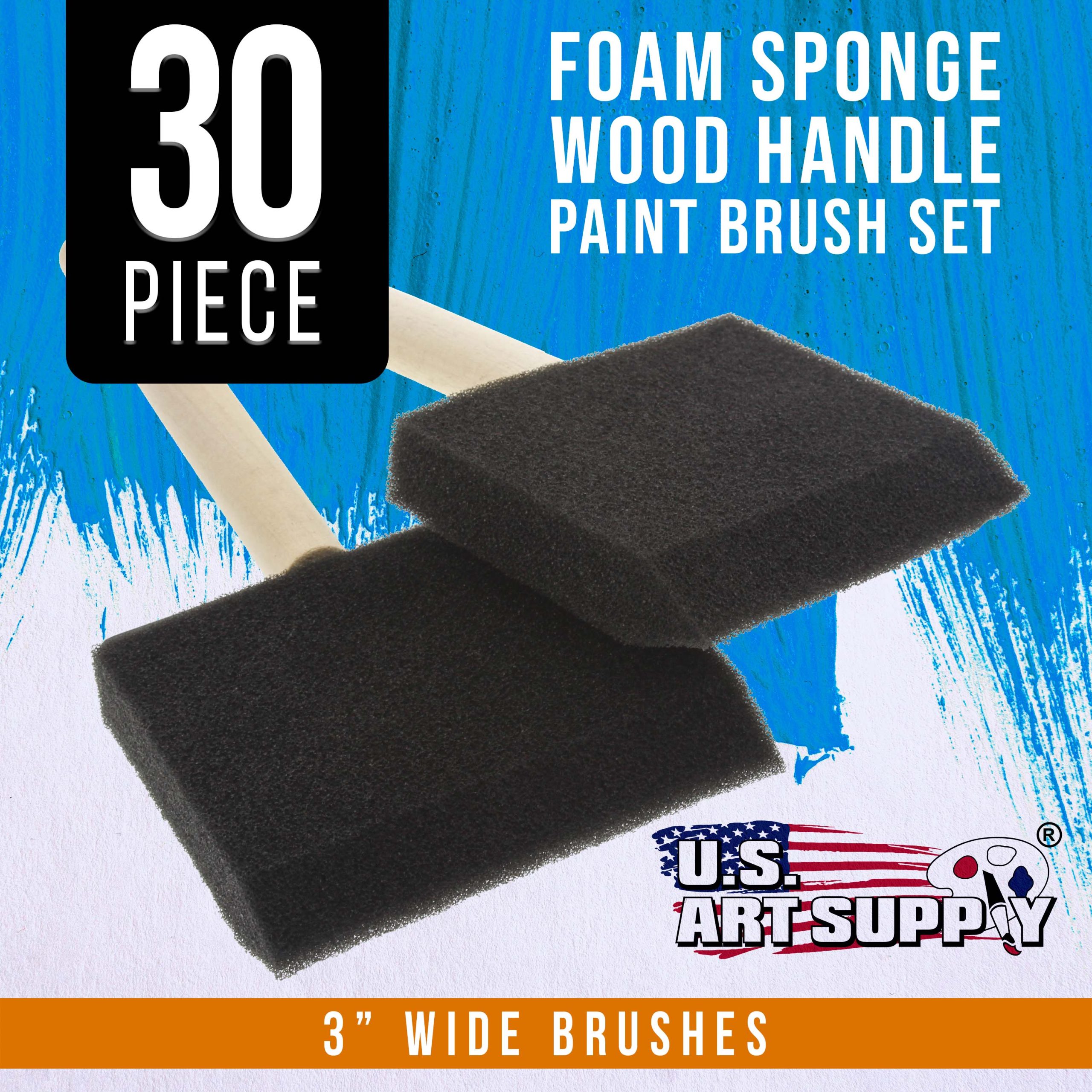 3 inch Foam Sponge Wood Handle Paint Brush Set (Super Value Pack of 30) - Lightweight. durable and great for Acrylics. Stains. Varnishes. Crafts. Art - Image 2