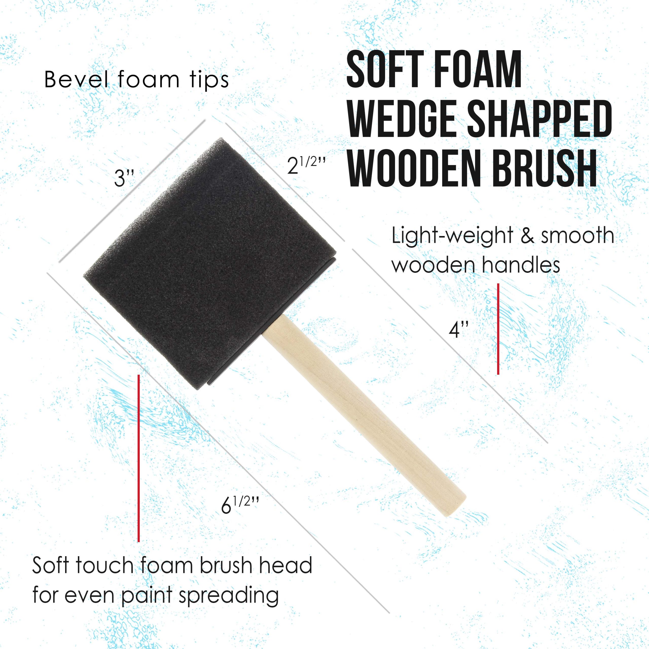 3 inch Foam Sponge Wood Handle Paint Brush Set (Super Value Pack of 30) - Lightweight. durable and great for Acrylics. Stains. Varnishes. Crafts. Art - Image 3