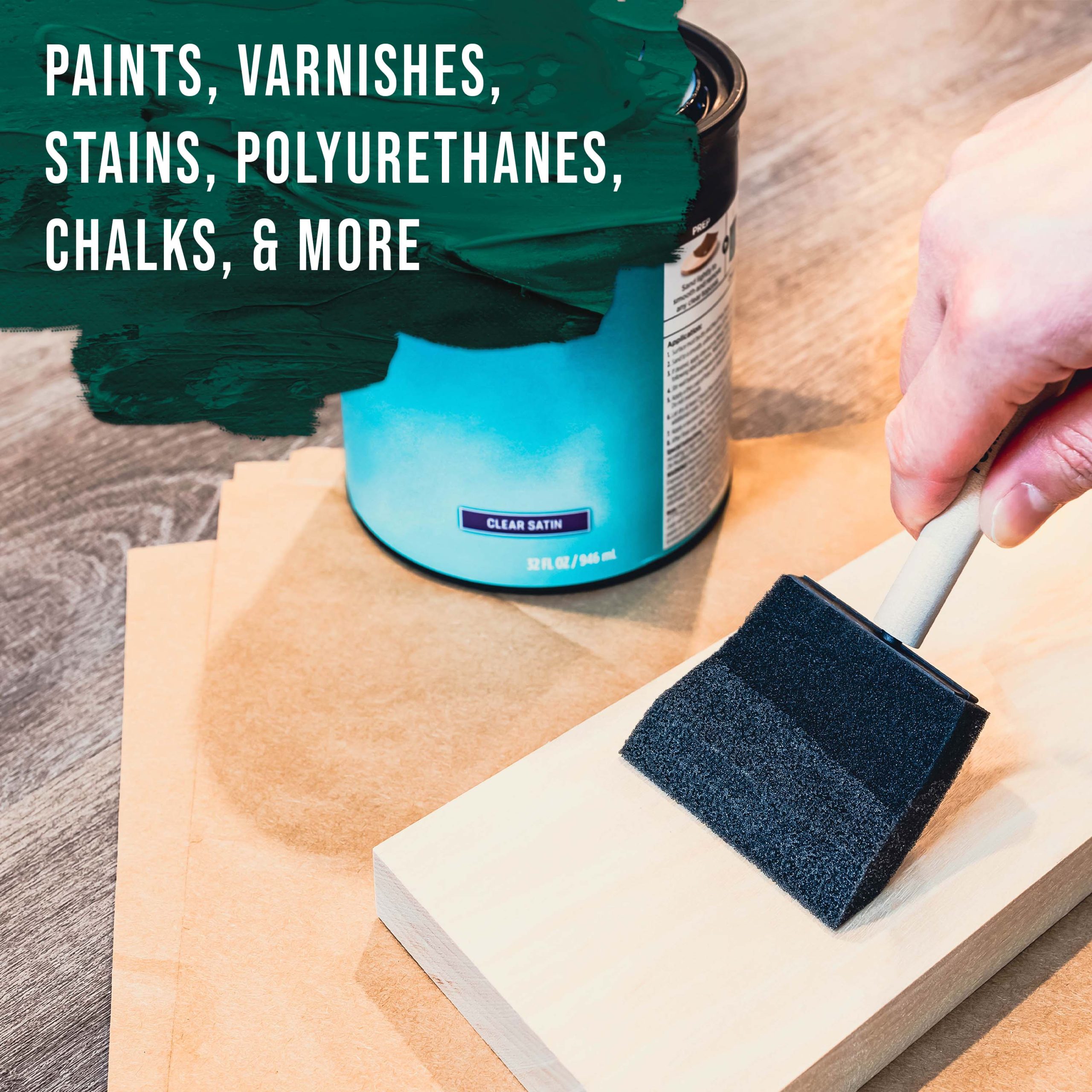 3 inch Foam Sponge Wood Handle Paint Brush Set (Super Value Pack of 30) - Lightweight. durable and great for Acrylics. Stains. Varnishes. Crafts. Art - Image 4