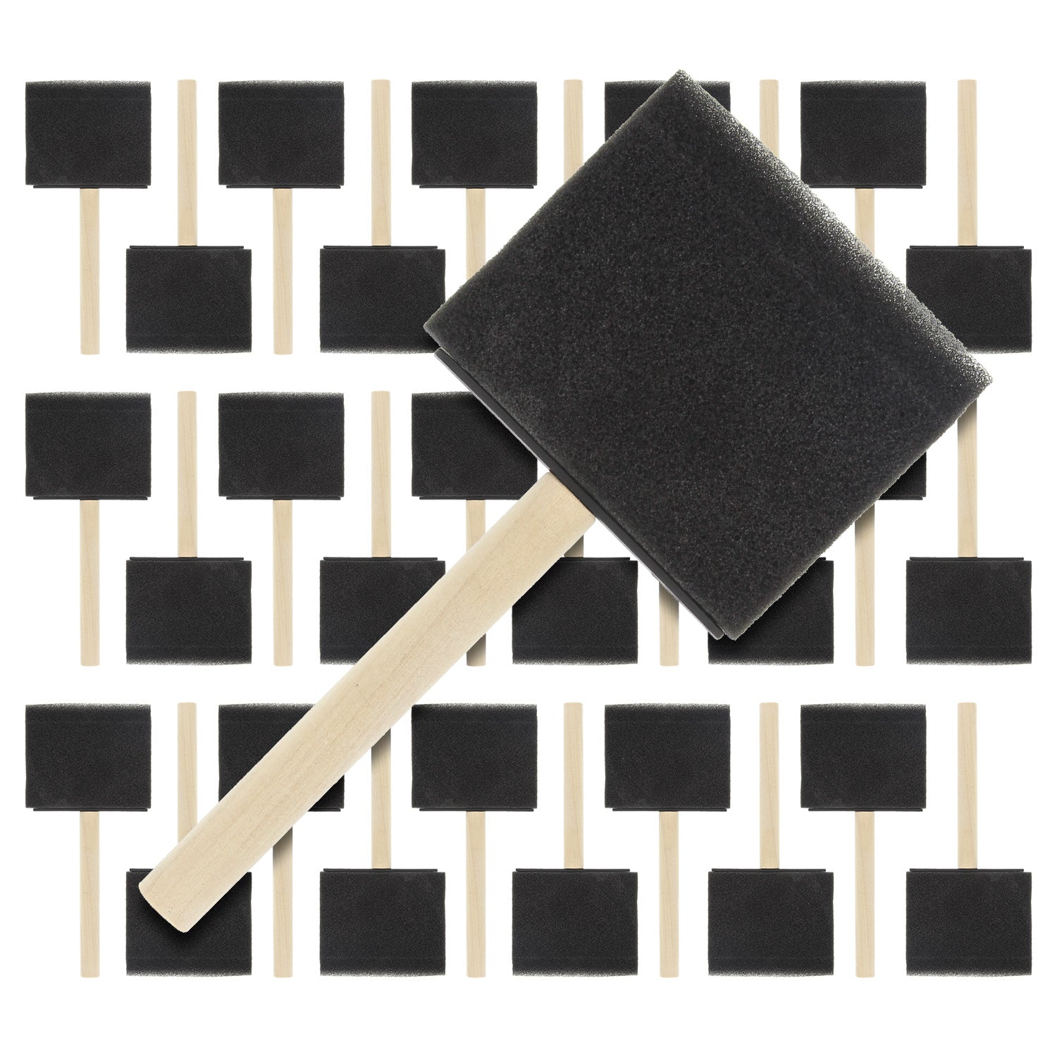 3 inch Foam Sponge Wood Handle Paint Brush Set (Super Value Pack of 30) - Lightweight. durable and great for Acrylics. Stains. Varnishes. Crafts. Art